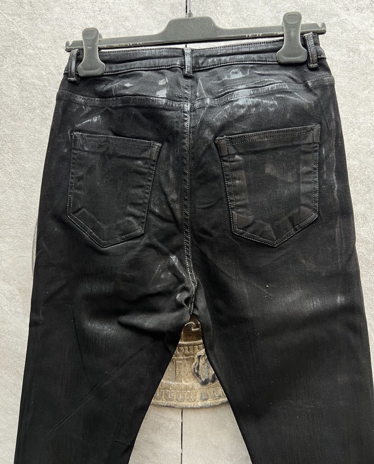 Rick Owens Rick Owens Black Brushed Wax Coated detroit Classic Jeans Size US 32 / EU 48 - 4 Thumbnail