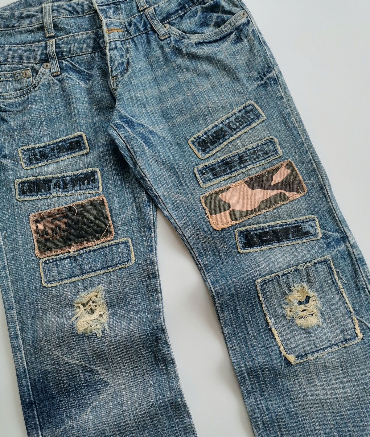 Kapital Jouer Aux Echecs Patchwork Double Waist Denim Jeans Size US 31 - 4 Thumbnail