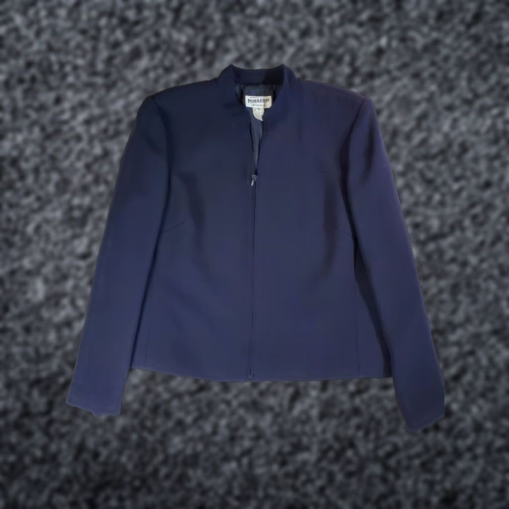 Pendleton VINTAGE Pendleton Signature Blazer/Suit Coat Women's Sz 12 -Full Zip - Dark Blue Size XL / US 12-14 / IT 48-50 - 1 Thumbnail