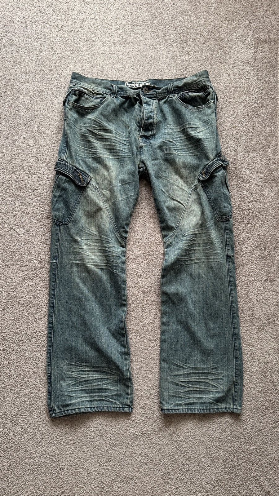 Japanese Brand Mudwash Distressed Straight Cargo Jeans LGB Ifsixwasnine Size US 38 / EU 54 - 2 Thumbnail