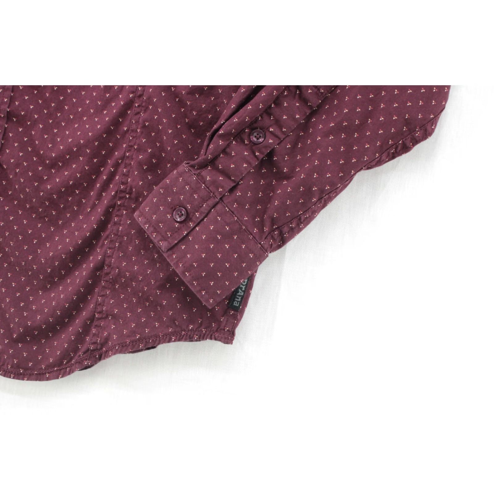 Prana prAna Shirt Mens Small Burgandy Slim Button Up Long Sleeve Flip Cuff Geometric Size US S / EU 44-46 / 1 - 3 Thumbnail