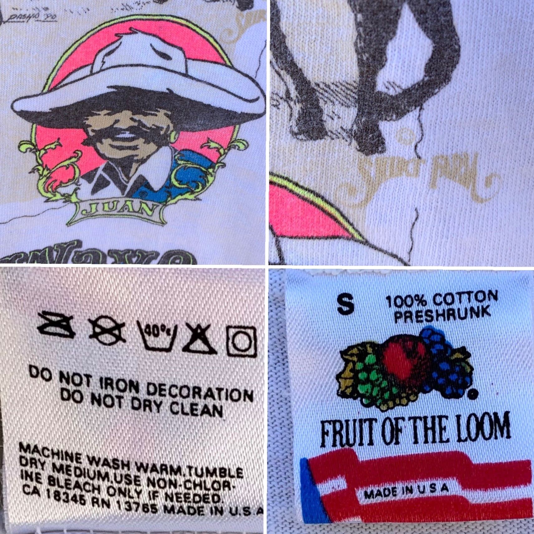 Fruit Of The Loom VINTAGE Fruit of the Loom T-Shirt Tank Top Mens S White Surf Beach Neon Graphics 90s Horse Surf Mexico Beach 80s 90s Size US S / EU 44-46 / 1 - 3 Thumbnail