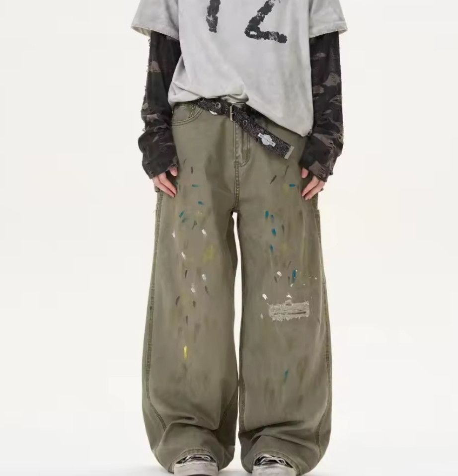 Vintage Ink Splashed Washed Distressed Jeans