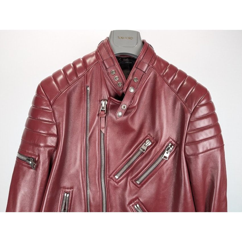 Tom Ford o1rshd1 Leather Jacket in Burgandy Size US L / EU 52-54 / 3 - 12 Thumbnail