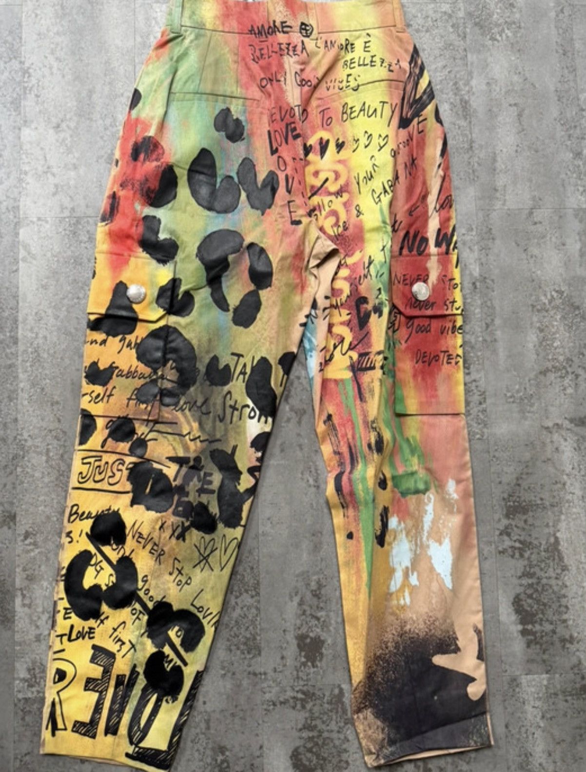 Dolce & Gabbana Dolce & Gabbana Graffiti Cargo Pants 🎨🔥 uk8 Size 27" / US 4 / IT 40 - 7 Thumbnail