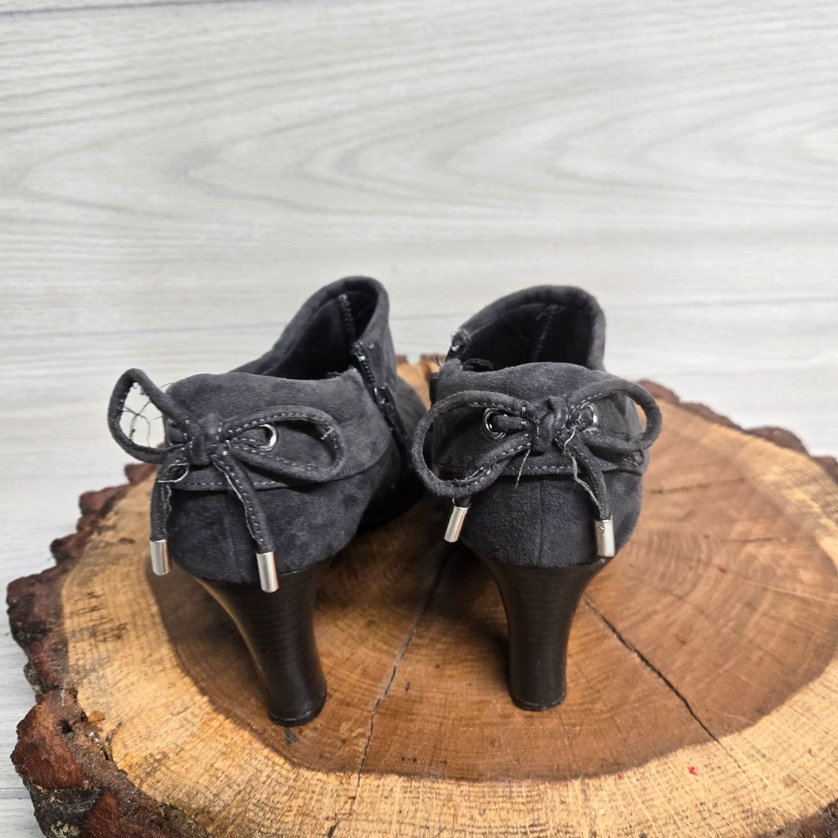 Coach VINTAGE Coach & Four Booties Women 7.5 Black Suede Slip On Ankle Boot High Cone Heel - Women’s Size 7.5 Black Suede Boots Size US 7.5 / IT 37.5 - 4 Thumbnail