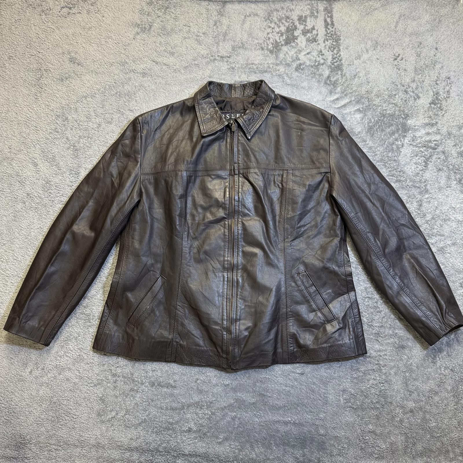 Other Vintage Black Leather Full Zip Textured Mock Neck Jacket Size US L / EU 52-54 / 3 - 8 Thumbnail