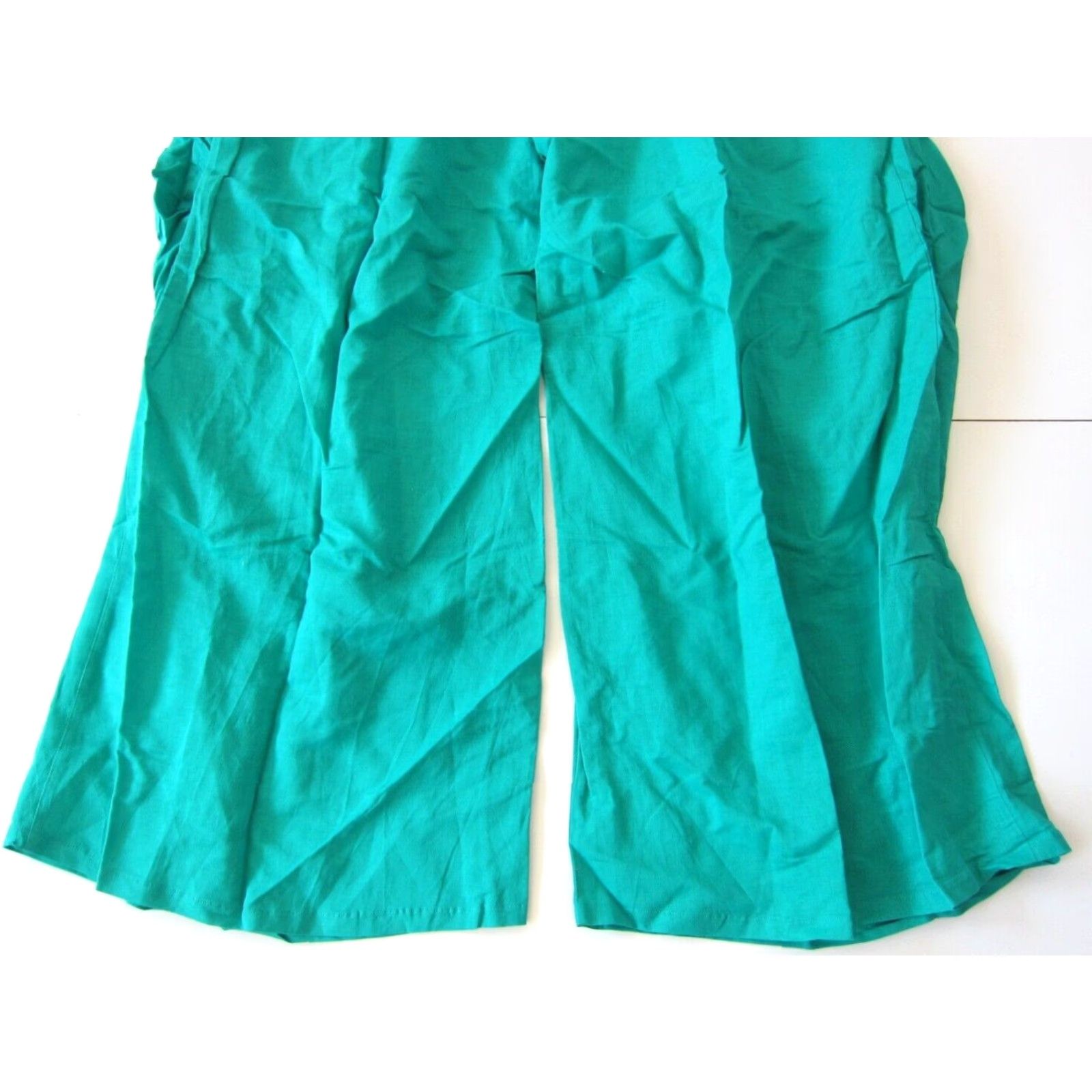 Vintage Ashro Pants Green High Rise Wide Leg Harem Lagenlook Pocket Linen Cotton Large Womens Size 36" / US 14 / IT 50 - 6 Thumbnail