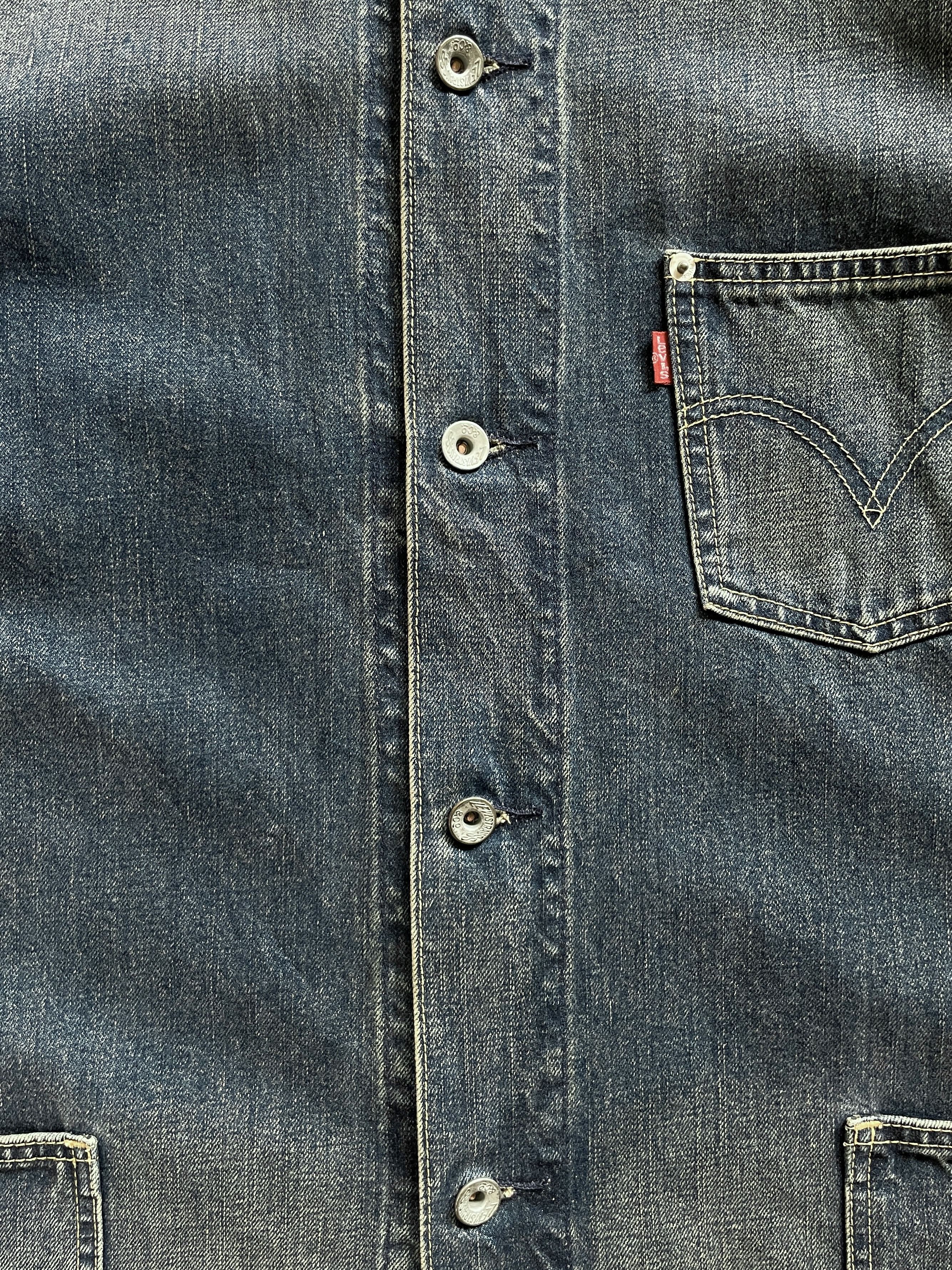 Levi's 2003 Levi's Denim Jeans Chore Jacket (Made in Japan) Size US XL / EU 56 / 4 - 3 Thumbnail