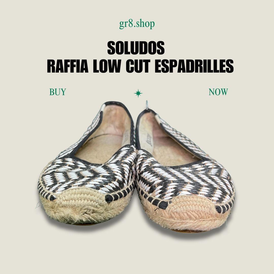 Soludos Soludos Raffia Low Cut Espadrilles Sz 7 Black & White Casual Size US 7 / IT 37 - 1 Thumbnail