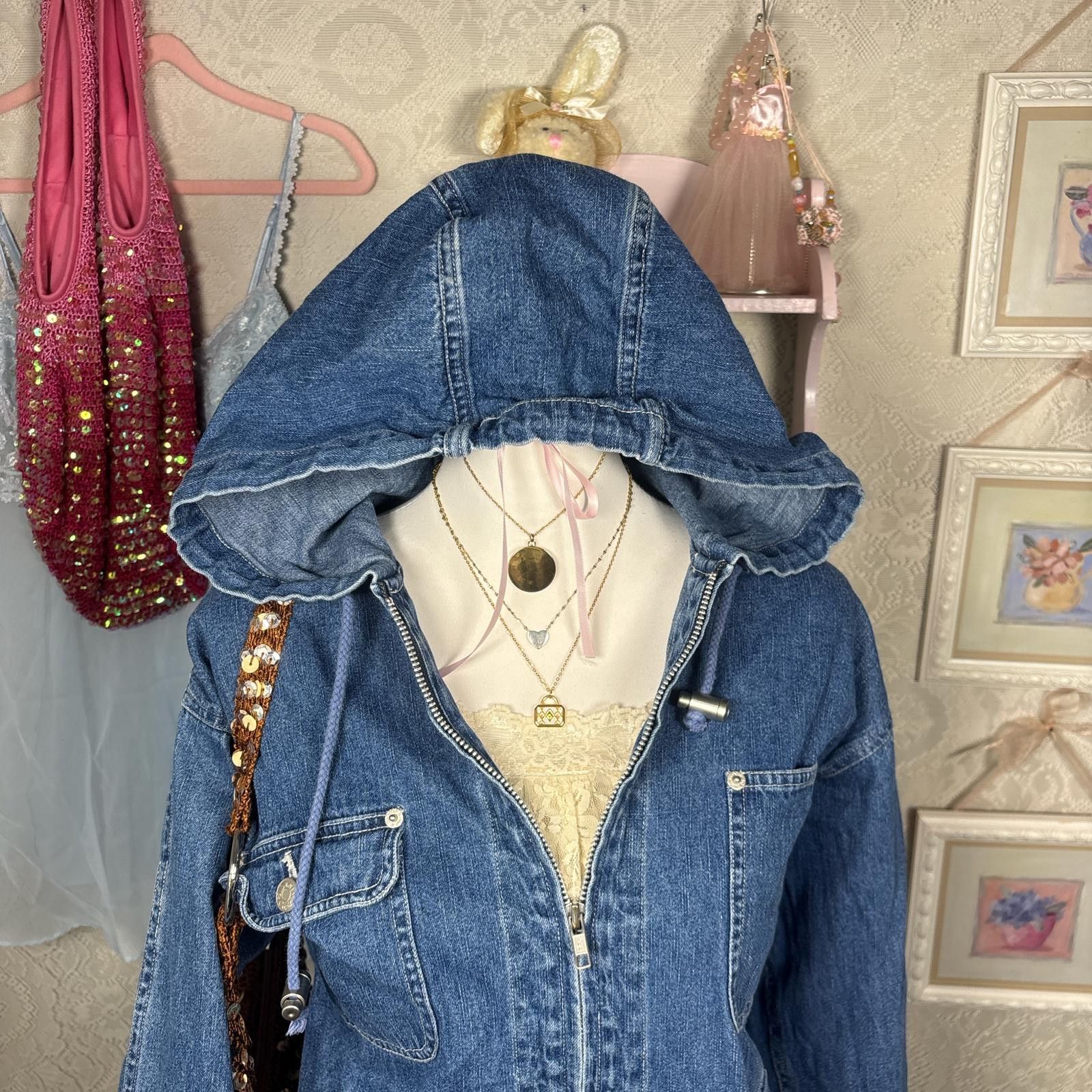 Denim & Co. vintage denim zip up cozy hoodie Size M / US 6-8 / IT 42-44 - 3 Thumbnail