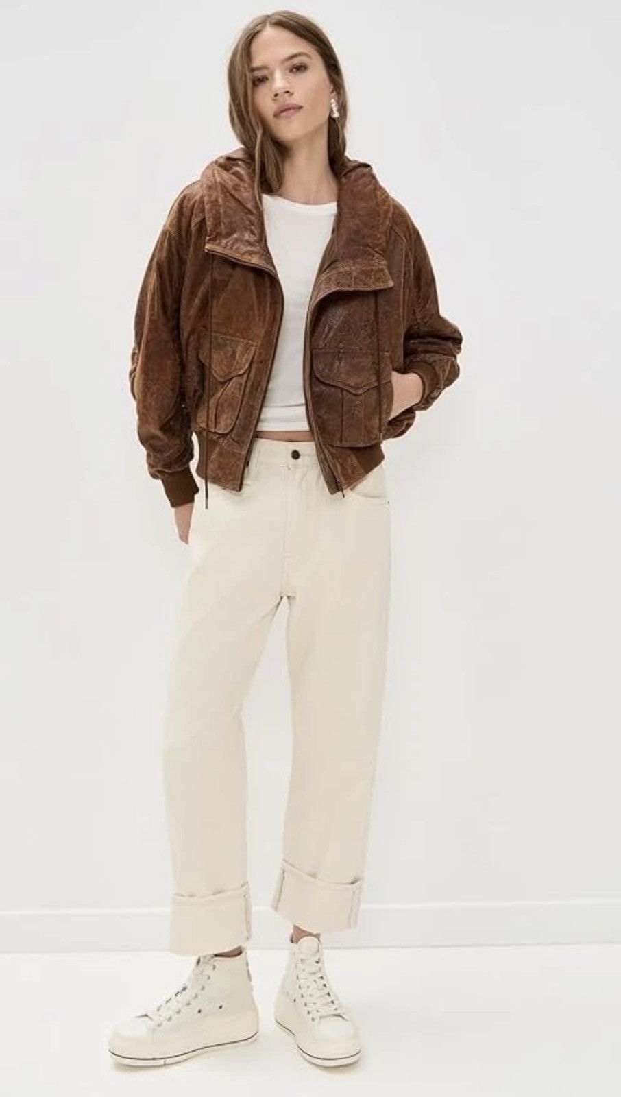 R13 R13 - LEATHER SHIRRED OVERSIZED BOMBER Size M / US 6-8 / IT 42-44 - 6 Thumbnail