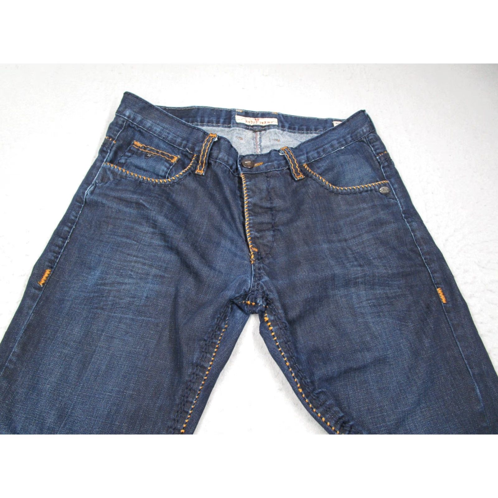 Denime RNT23 Jeans Mens 33 Blue Cotton Button Fly Straight Leg Size US 33 - 2 Thumbnail