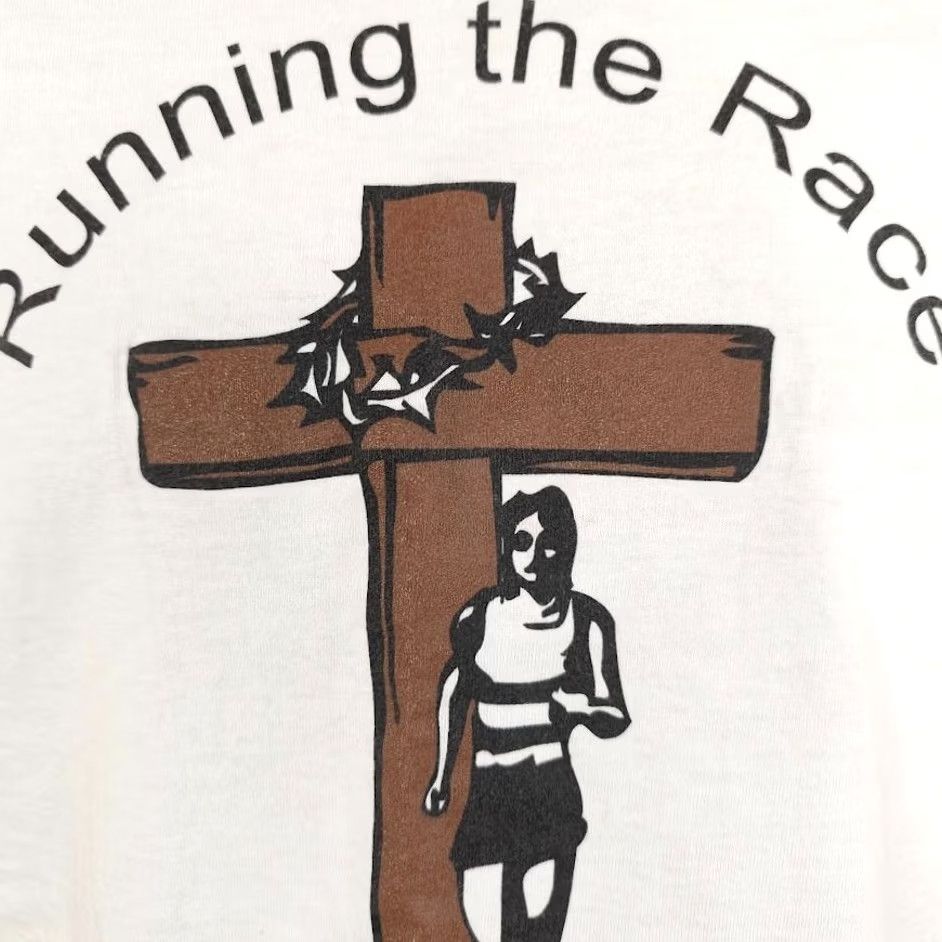 Fruit Of The Loom VINTAGE Christian T Shirt Mens Size Medium White Bible Verse Jesus Tee Running Shirt Size US M / EU 48-50 / 2 - 3 Thumbnail