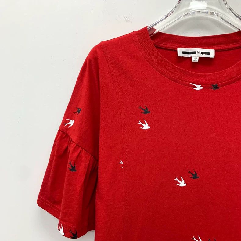 Alexander McQueen Alexander Mcqueen Red swallow print cotton round-neck lotu Size XS / US 0-2 / IT 36-38 - 3 Thumbnail