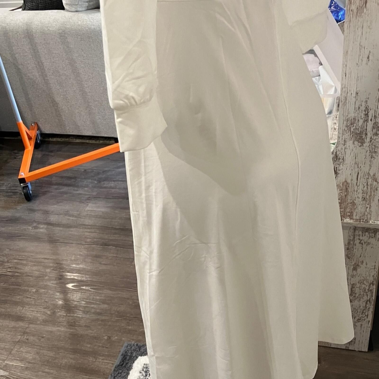 Other Elegant White Midi Wrap Dress - V-Neck, 3/4 Sleeves Size M / US 6-8 / IT 42-44 - 5 Thumbnail