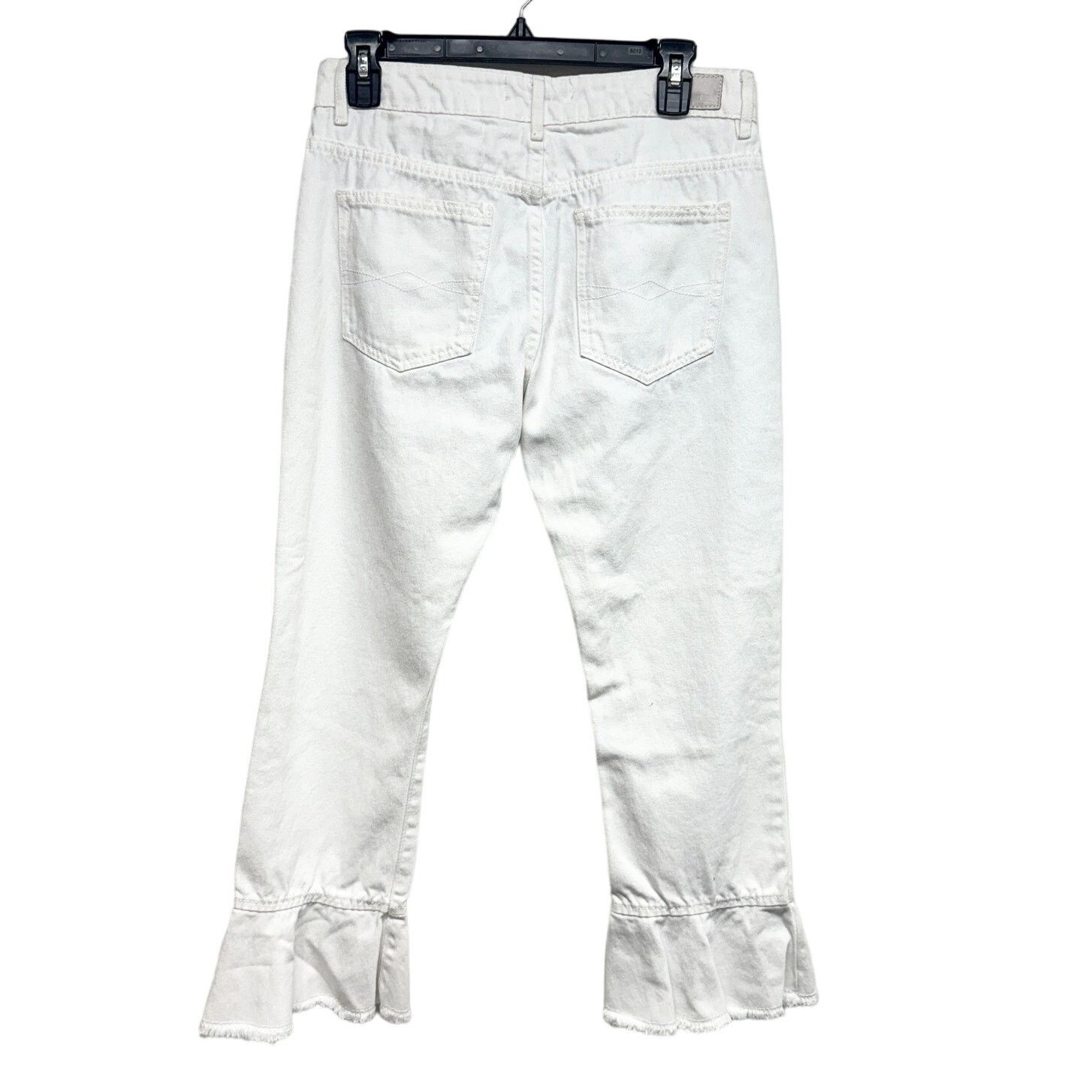 Zara Zara Basics Kick Flare Crop White Denim Frayed Hem Sz 4 NWT Size 27" / US 4 / IT 40 - 4 Thumbnail