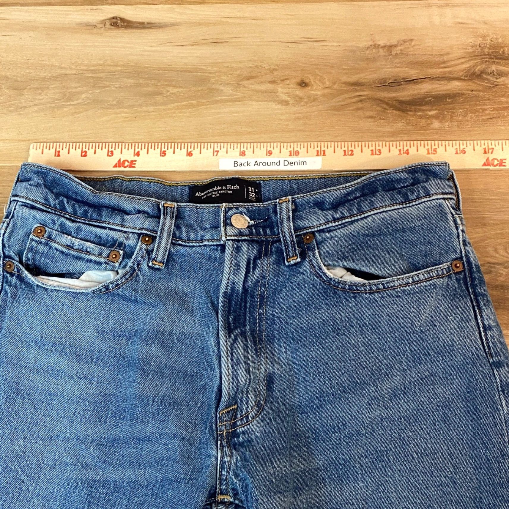 Abercrombie & Fitch Abercrombie & Fitch Jeans Slim Fit Mens 31x32 Medium Wash Denim Five-Pocket Stretch Vintage-Style Casual Size US 31 - 4 Thumbnail