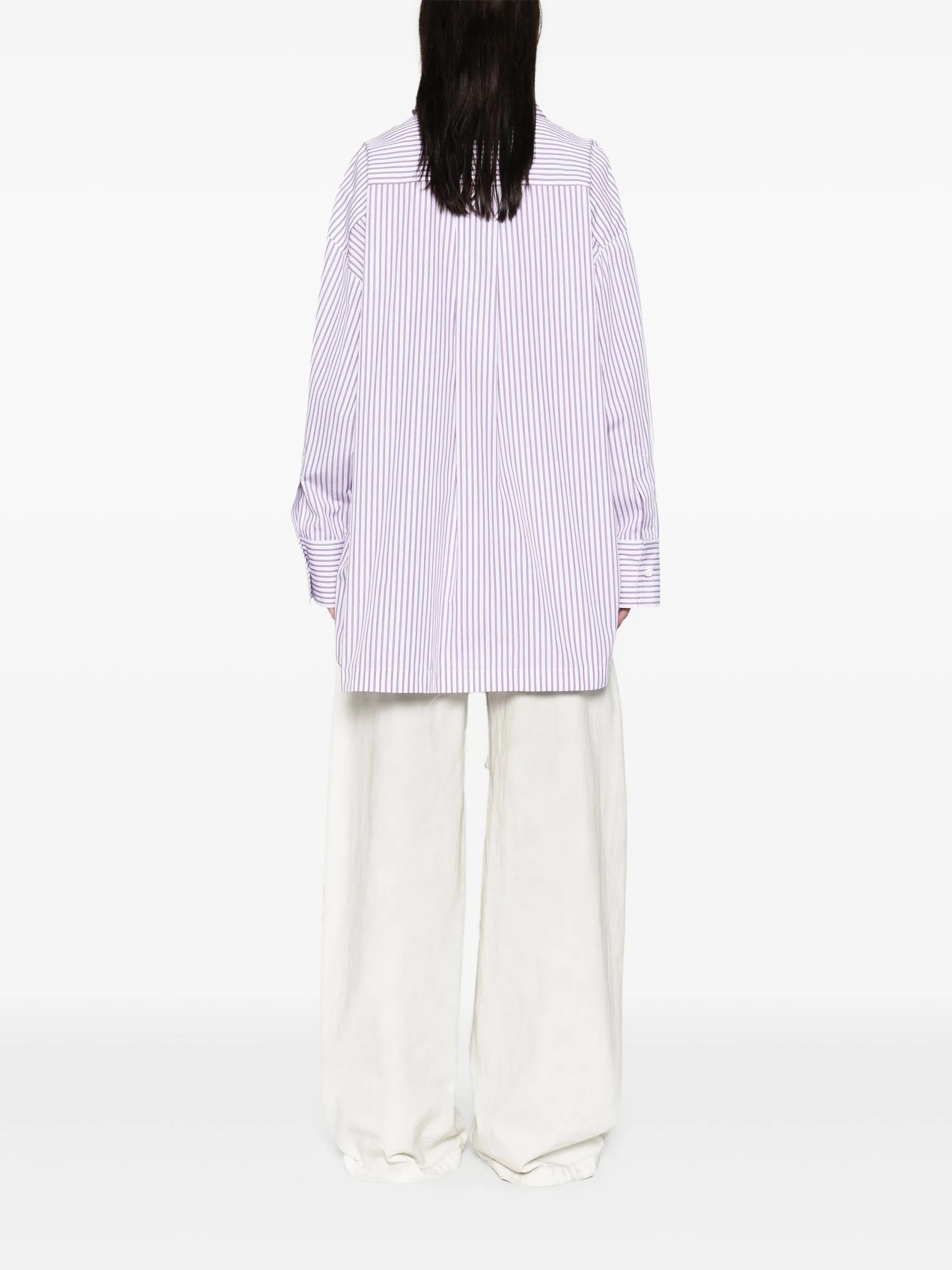 The Attico o1s22i1n0325 Striped Oversized Shirt in White Purple Size XS / US 0-2 / IT 36-38 - 4 Thumbnail
