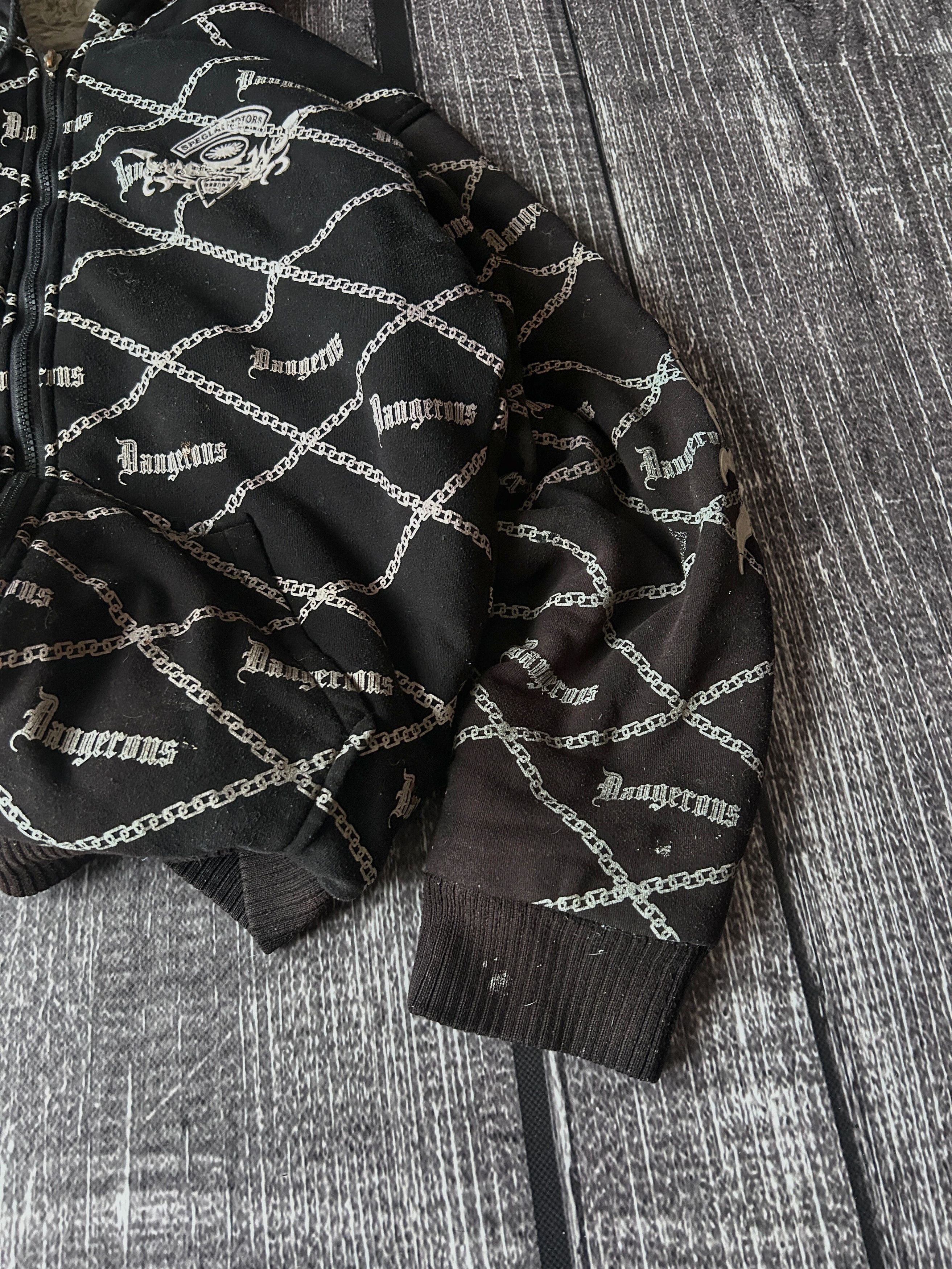 Vintage Dangerous Black All Over Print Sherpa Lined Zip Hoodie Size US M / EU 48-50 / 2 - 5 Thumbnail