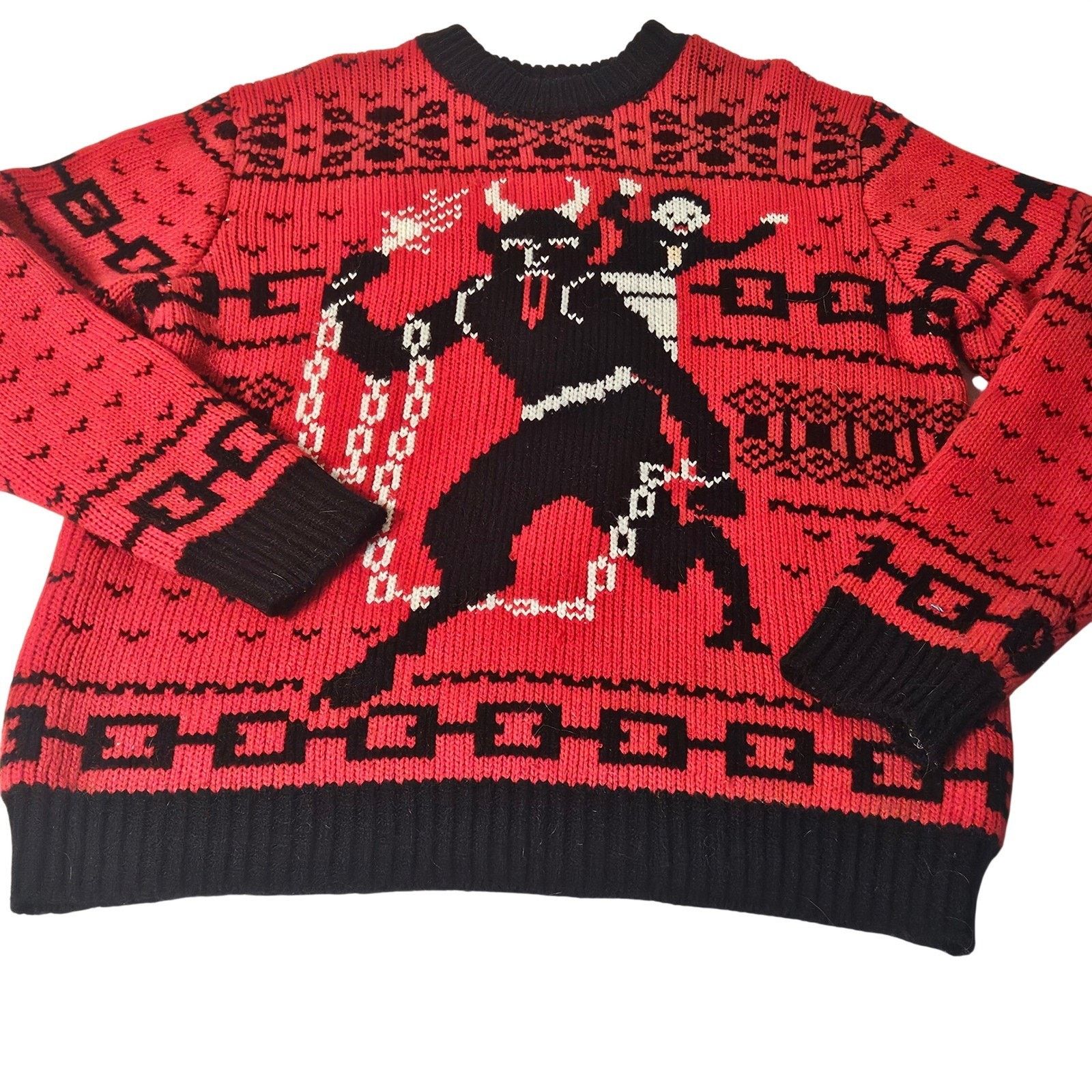 Unconditional Middle of Beyond MOB Red Black Krampus Christmas Sweater M Size US M / EU 48-50 / 2 - 2 Thumbnail