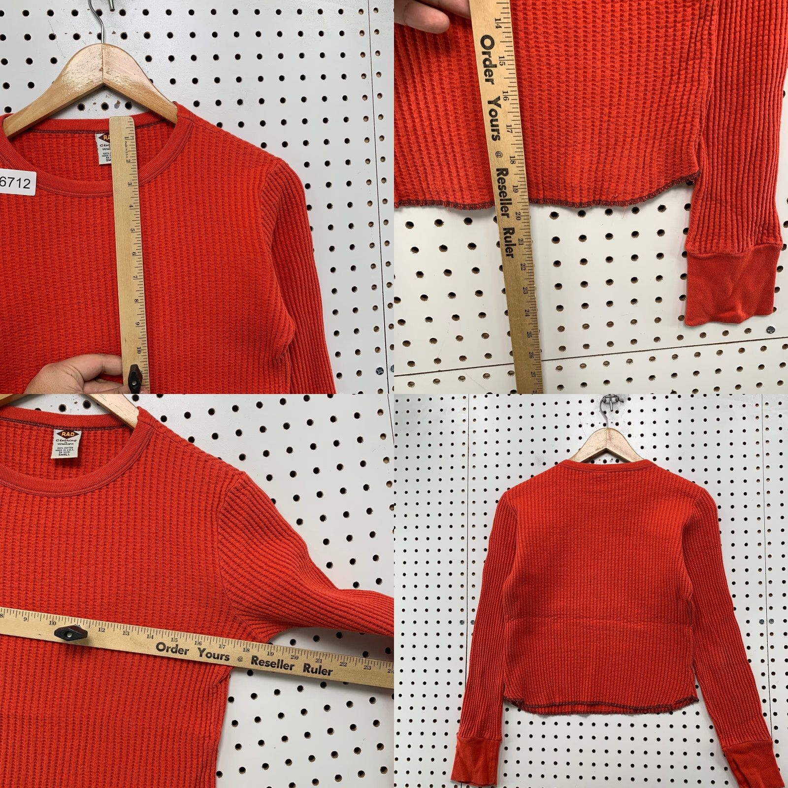 Rado VINTAGE RAD Weavers Thermal Top Womens Small Red Made In Usa Waffle Knit Shirt Size S / US 4 / IT 40 - 8 Thumbnail