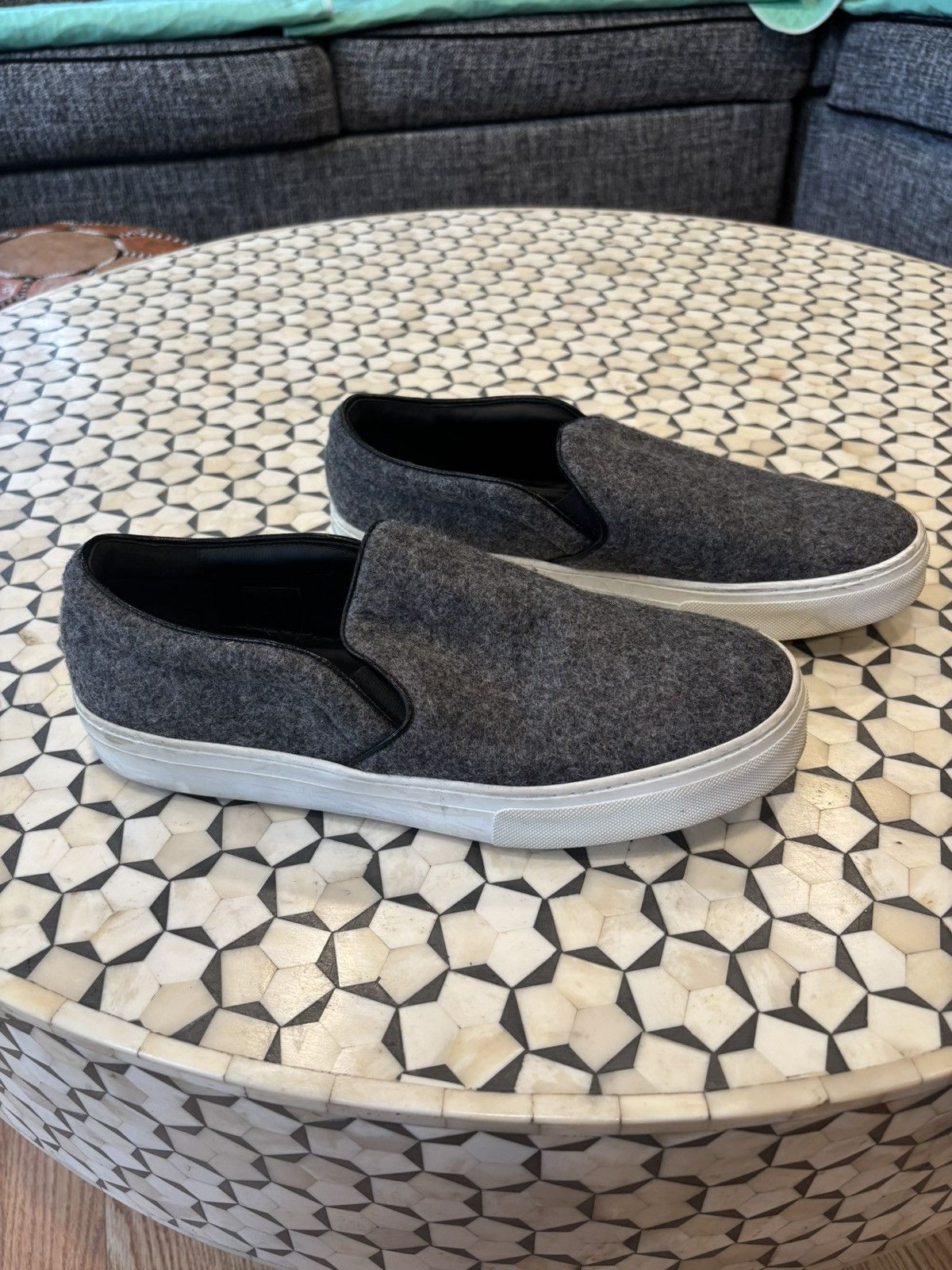 Celine CELINE Grey Wool Slip Ons **NFS** Size US 8.5 / EU 41-42 - 2 Thumbnail