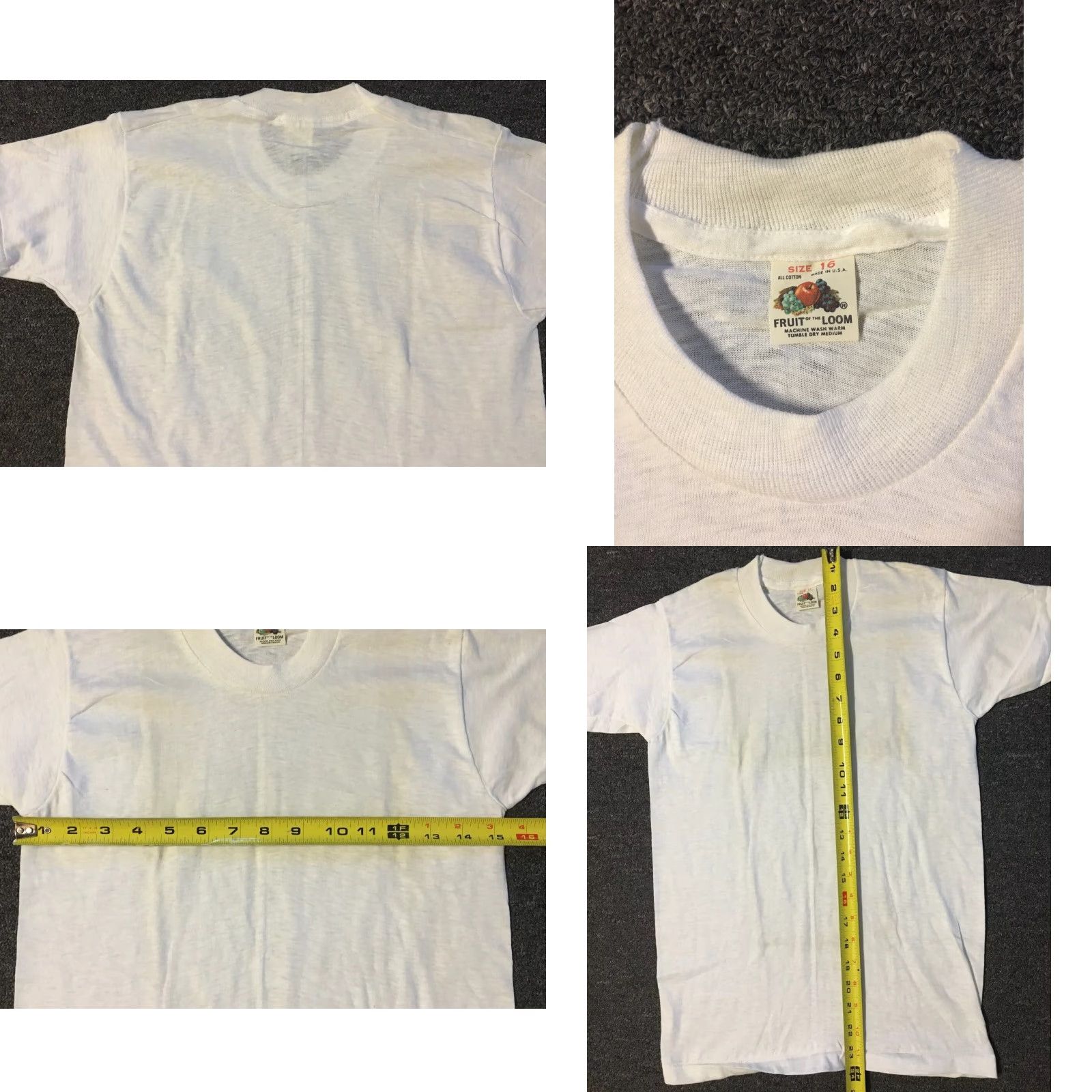 Fruit Of The Loom VINTAGE Fruit of the Loom Shirt 60s 16 White Basic Tee Short Sleeve USA Single Stitch 100% Cotton Punk Biker 90s Mens Size US L / EU 52-54 / 3 - 8 Thumbnail