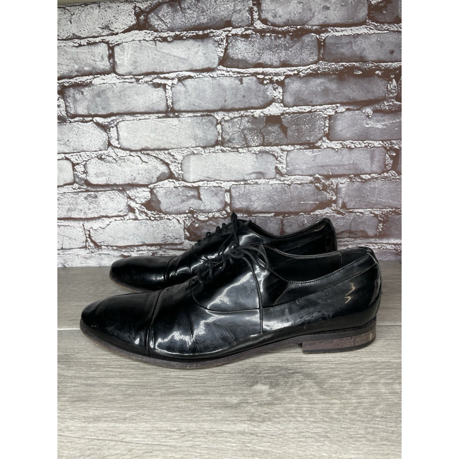 Sturhling Rolando Sturlini Black Patent Leather Derby Tuxedo Dress Sho Size US 12 / EU 45 - 1 Thumbnail