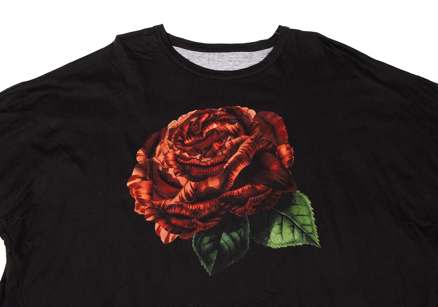 Yohji Yamamoto Cotton Rose Dolman Sleeve Hem T-Shirt Black Red Green Size US M / EU 48-50 / 2 - 2 Thumbnail