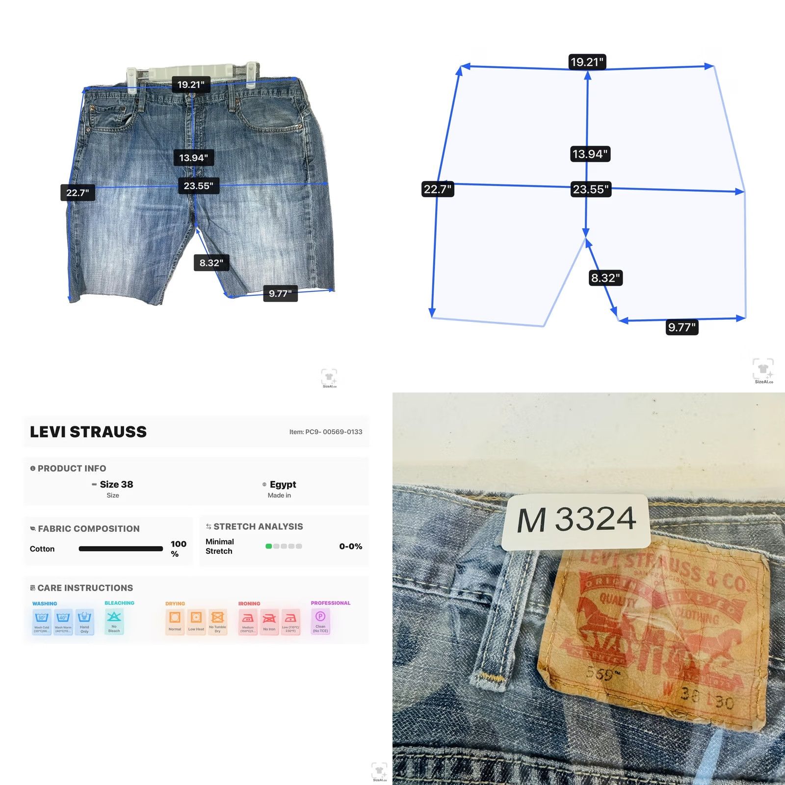 CO Levi Strauss & Co Denim Jean Bermuda Shorts Mens 38 Blue Cutoff Raw Hem 5-Pocket Zipper Button Denim Cotton Shorts Size US 38 / EU 54 - 9 Thumbnail
