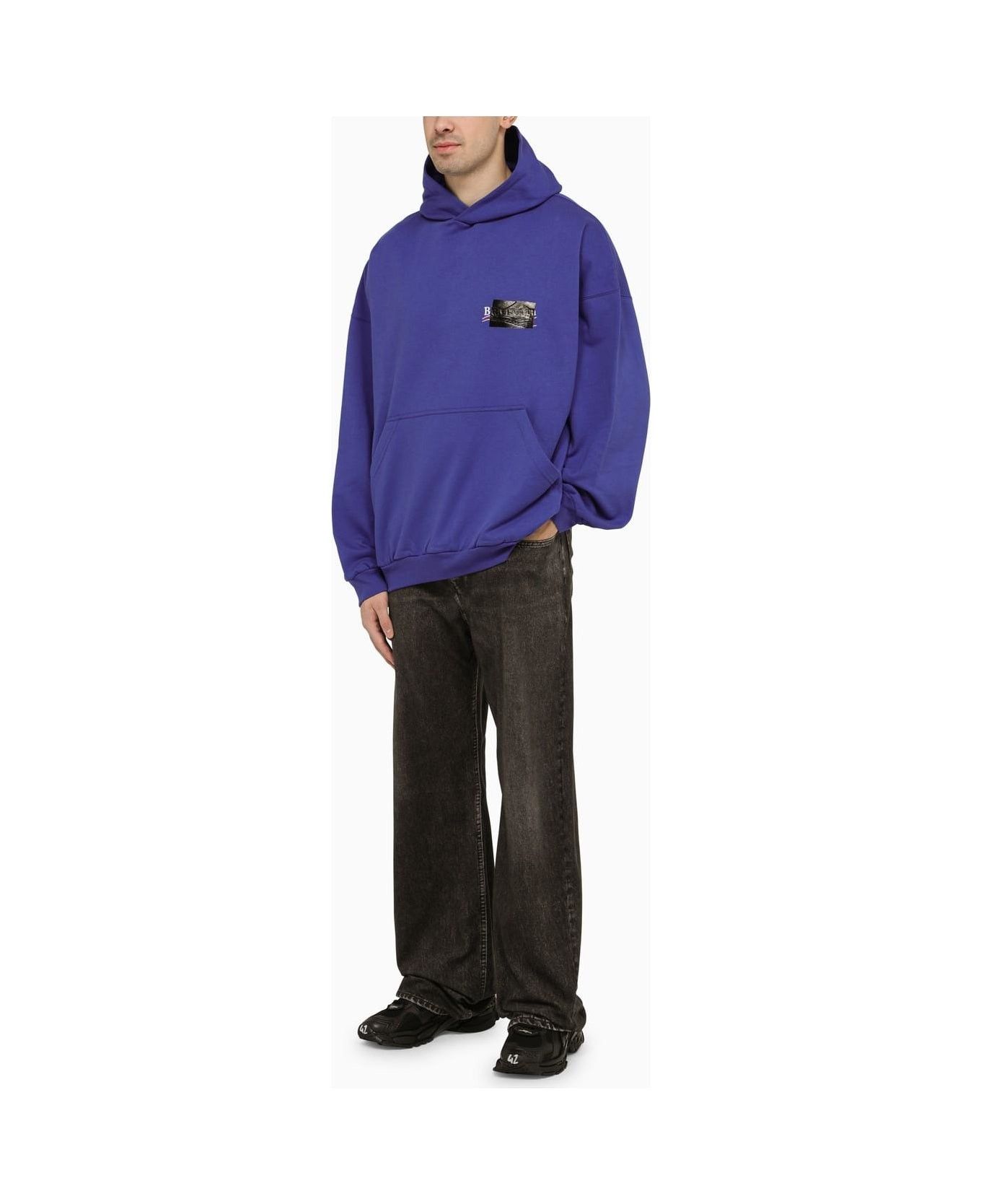 Balenciaga o1srvl11e0425 Gaffer Hoodie Large Fit in Blue Size US XXL / EU 58 / 5 - 3 Thumbnail