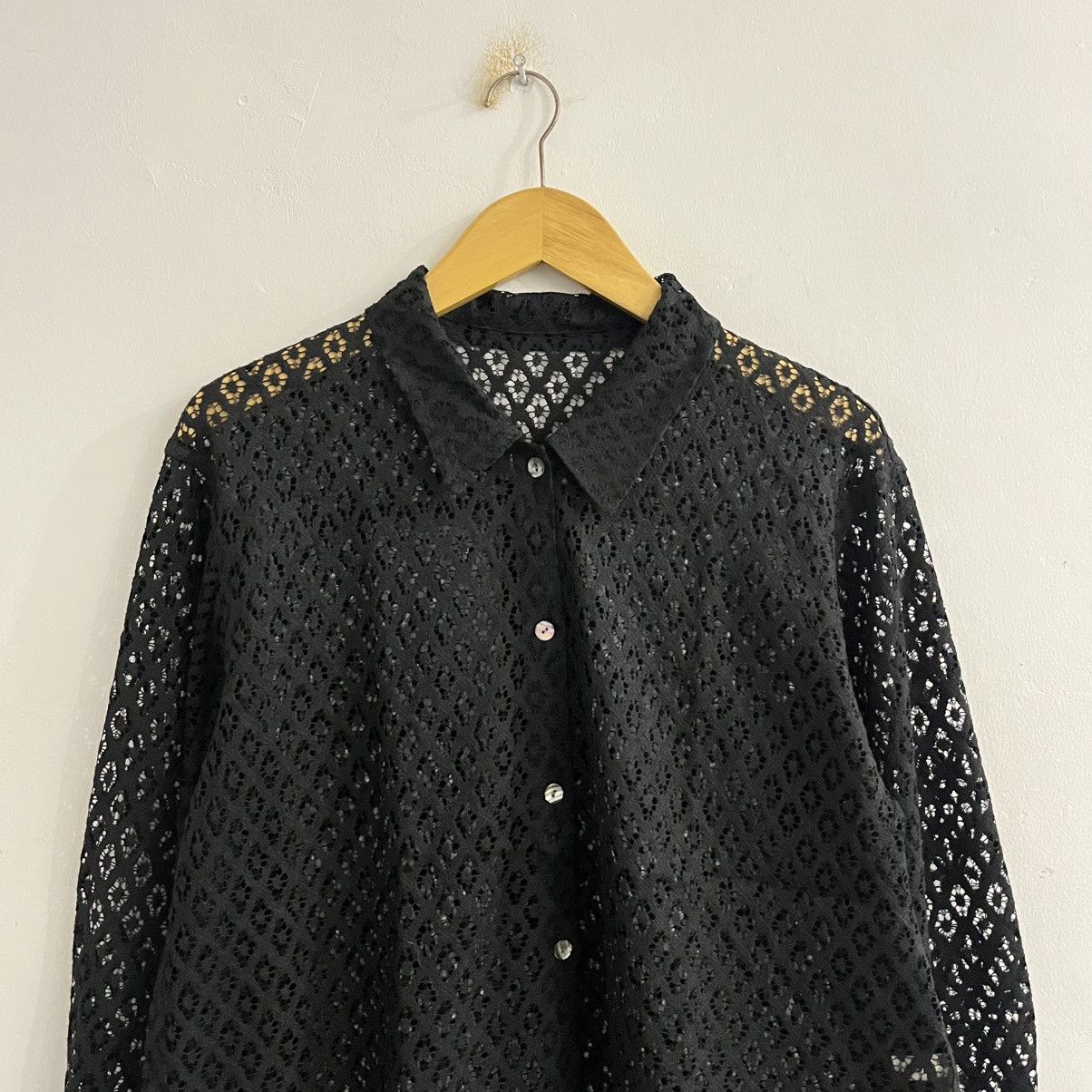 Japanese Brand Rope Mesh Crochet Button Up Size US M / EU 48-50 / 2 - 2 Thumbnail