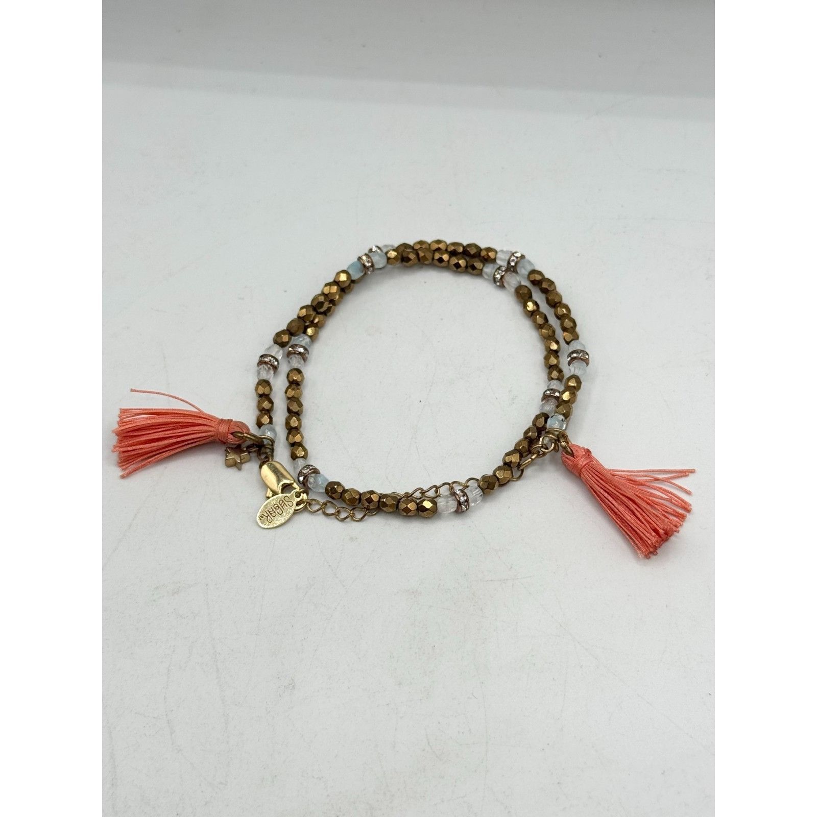 Vintage Vintage beaded crystal pink tassel wrap bracelet Size ONE SIZE - 4 Thumbnail