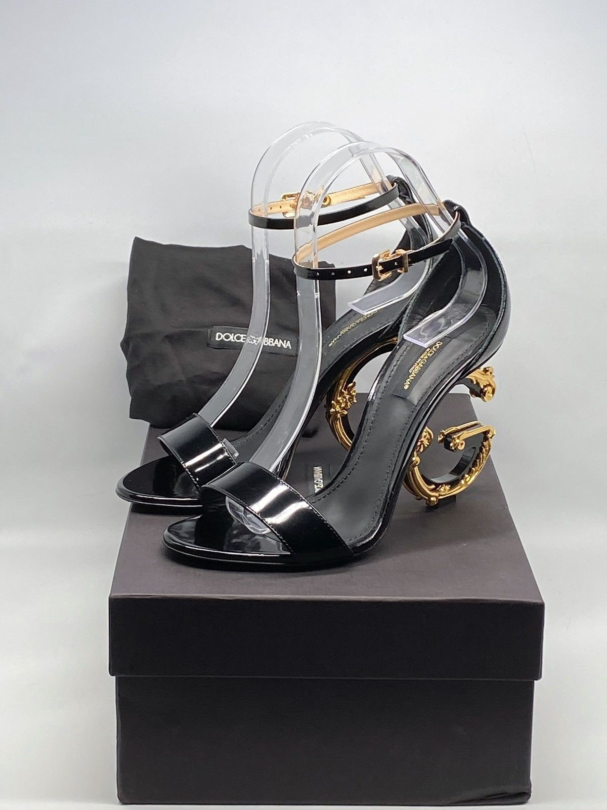 Dolce & Gabbana Dolce&Gabbana Sculpted-Heel DG Leather Sandals size 37 Size US 7 / IT 37 - 11 Thumbnail