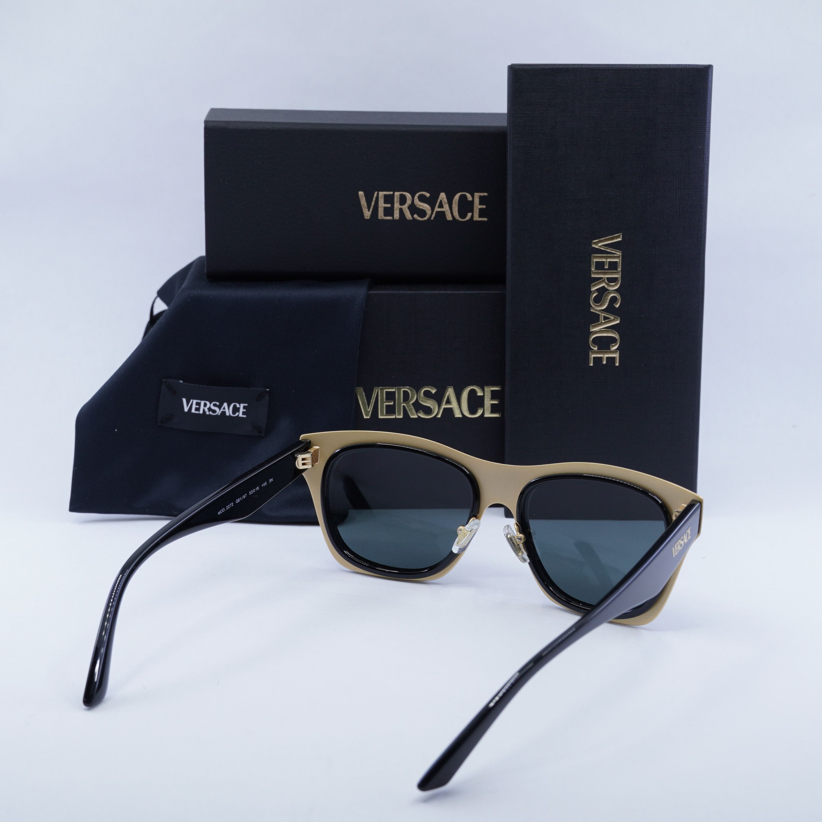 Versace Versace VE2272 GB1/87 Sunglasses Black/Gold Square Frame Size ONE SIZE - 14 Thumbnail