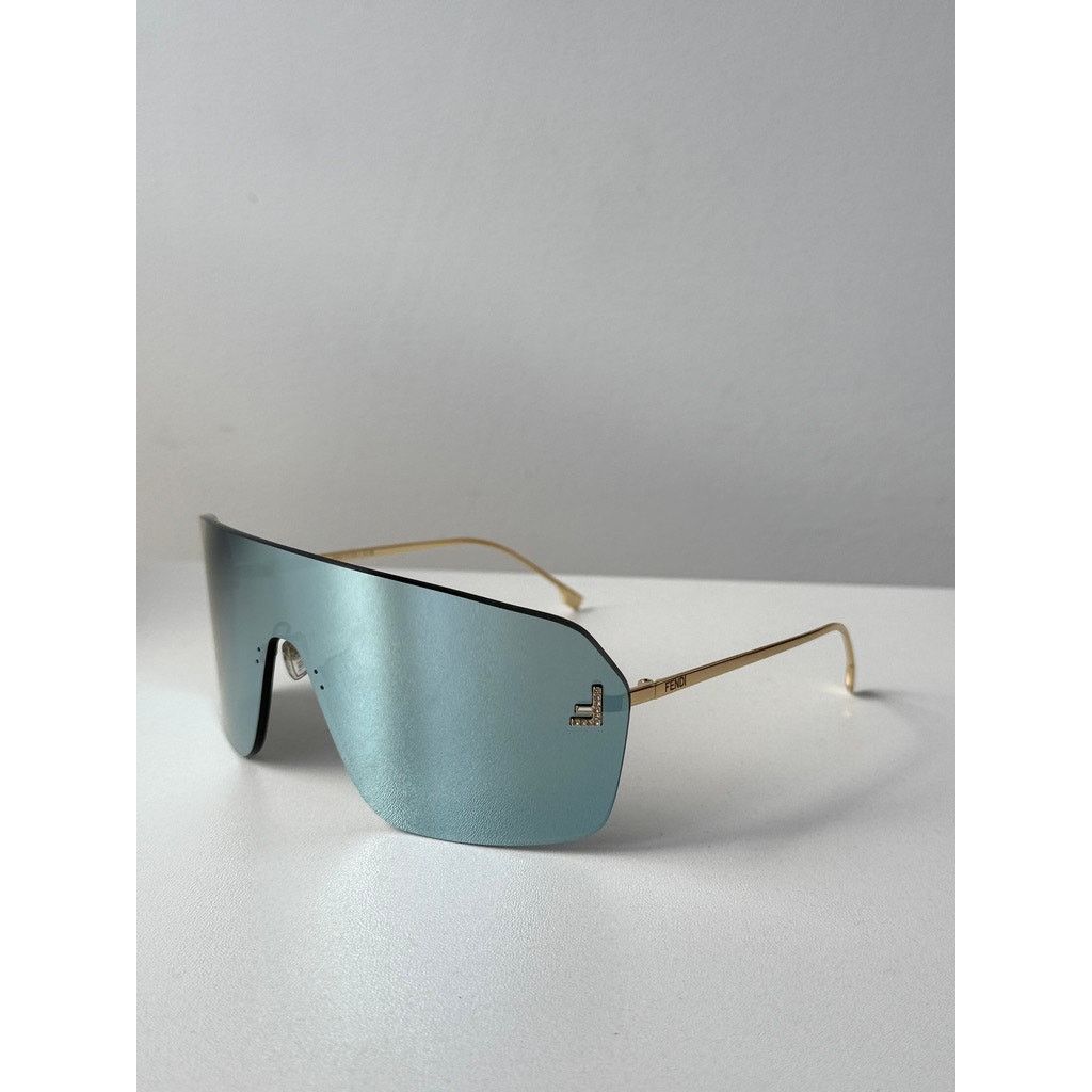 Fendi NEW Fendi FE4121US First Rimless Blue Gold Mask Sunglasses Size ONE SIZE - 4 Thumbnail