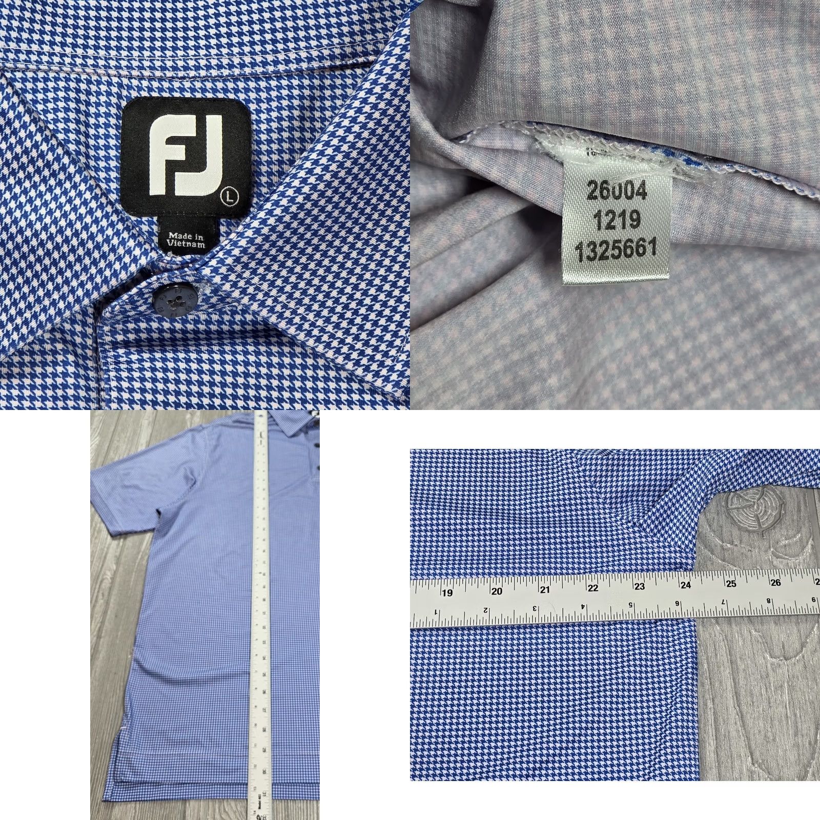 Footjoy FootJoy Polo Shirt Mens L Blue Houndstooth Performance Naples FJ Golf Size US L / EU 52-54 / 3 - 8 Thumbnail