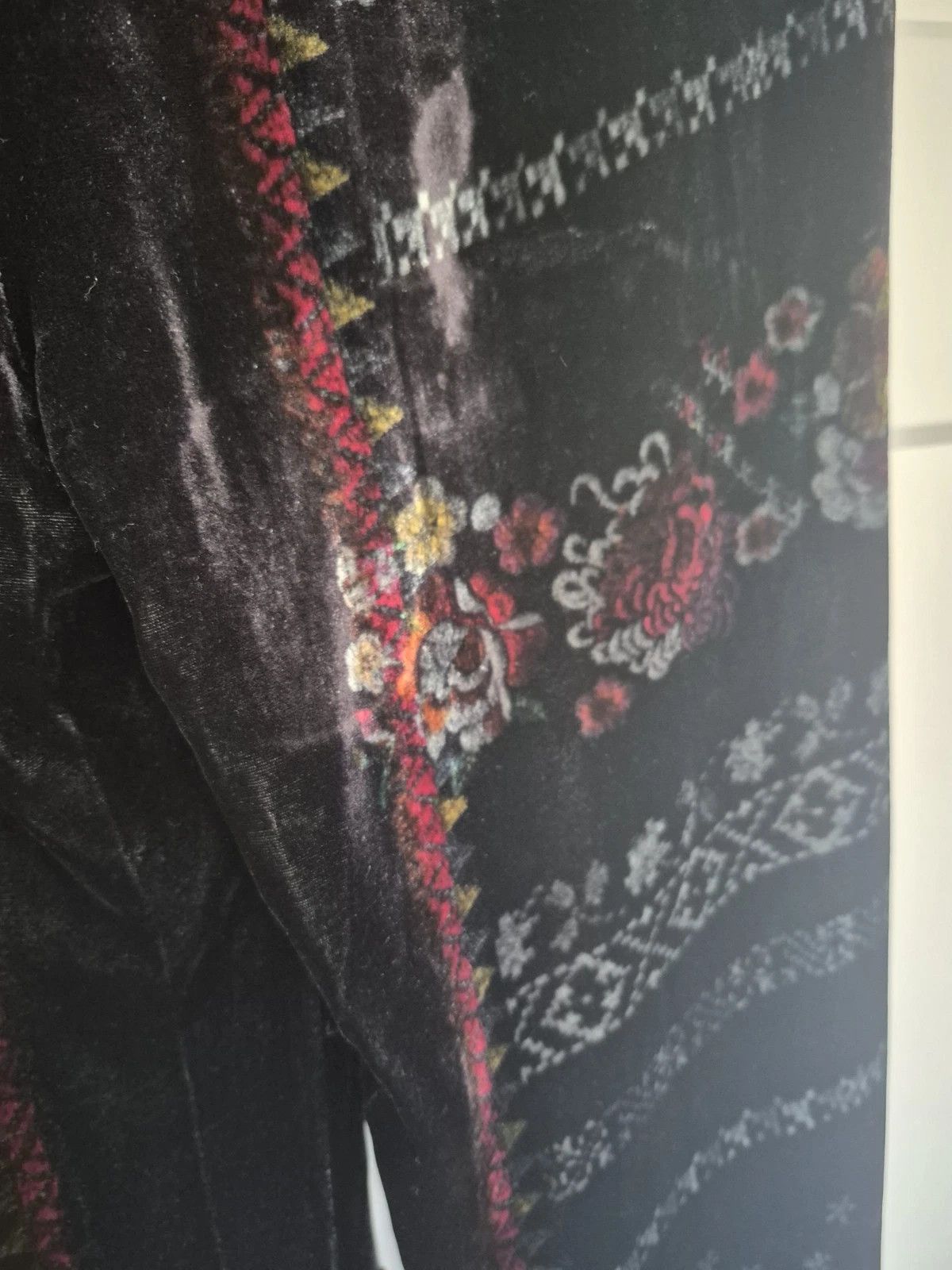 Johnny Was Pants Feza Velvet Black Abstract Belted Boho Party Travel Size 30" / US 8 / IT 44 - 11 Thumbnail
