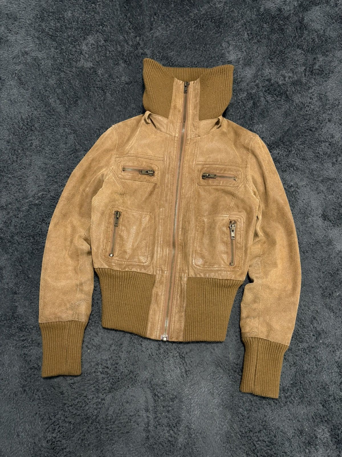 Japanese Brand 2000s Style Vintage Y2K High Neck Real Leather Jacket Rick Size M / US 6-8 / IT 42-44 - 1 Thumbnail