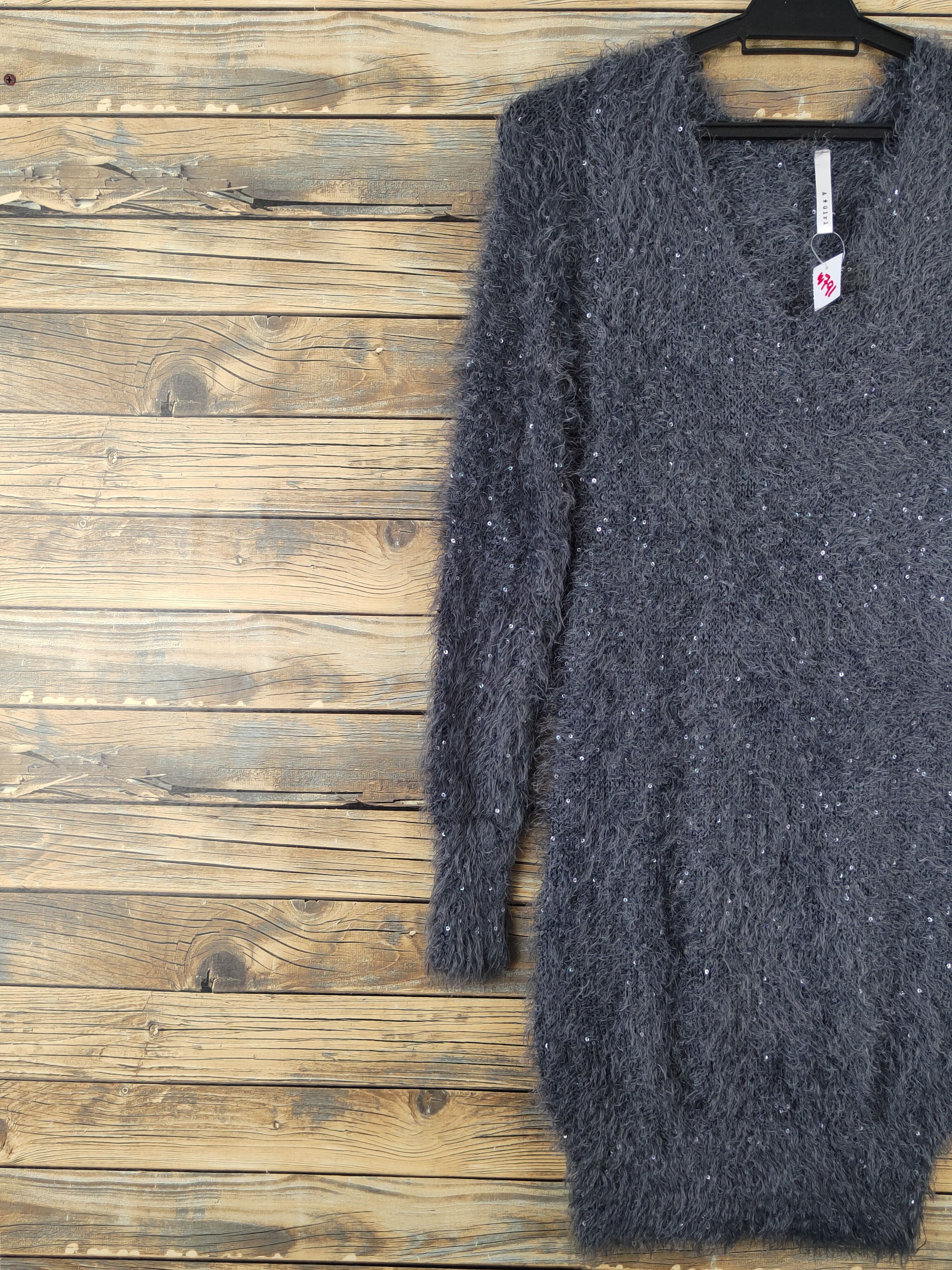 Japanese Brand A Girl Dark Gray Shag Shaggy Fur Mohair Knitwear #W971 Size M / US 6-8 / IT 42-44 - 4 Thumbnail