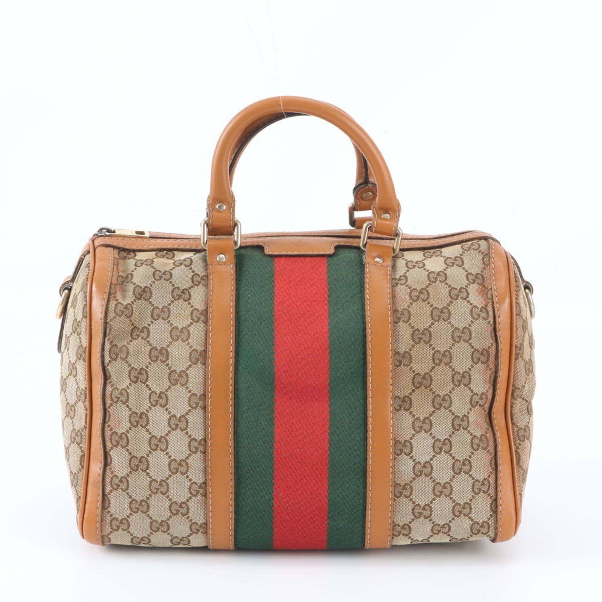 Gucci Gucci GG Canvas Sherry Line Mini Boston Bag 247205 Leather Handbag Tote Brown Women's Size ONE SIZE - 1 Thumbnail
