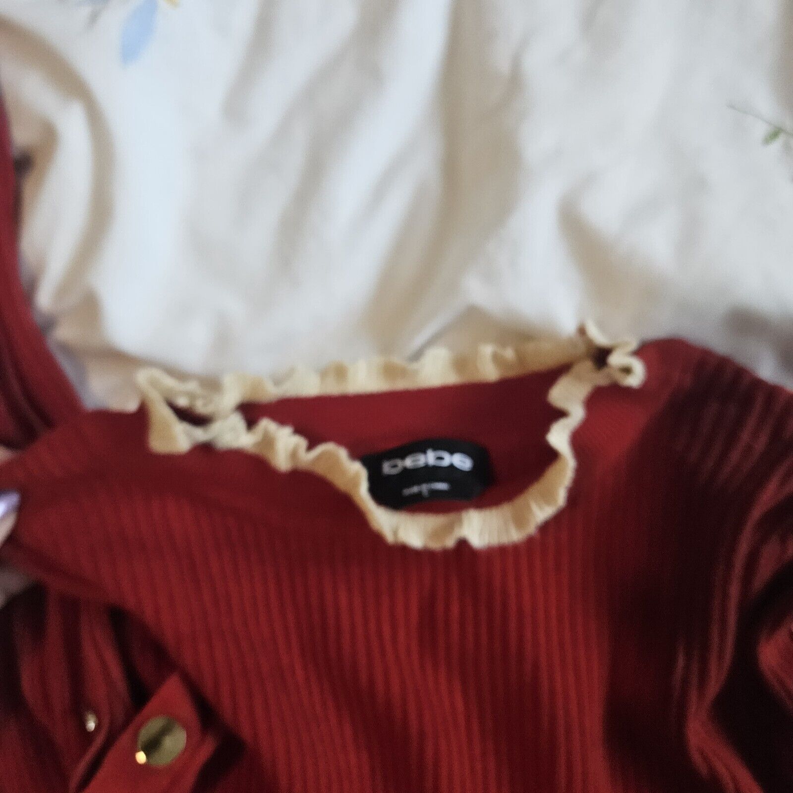 Bebe BEBE RED Body Con DRESS Christmas Holiday Large Warm Buttons Size L / US 10 / IT 46 - 4 Thumbnail
