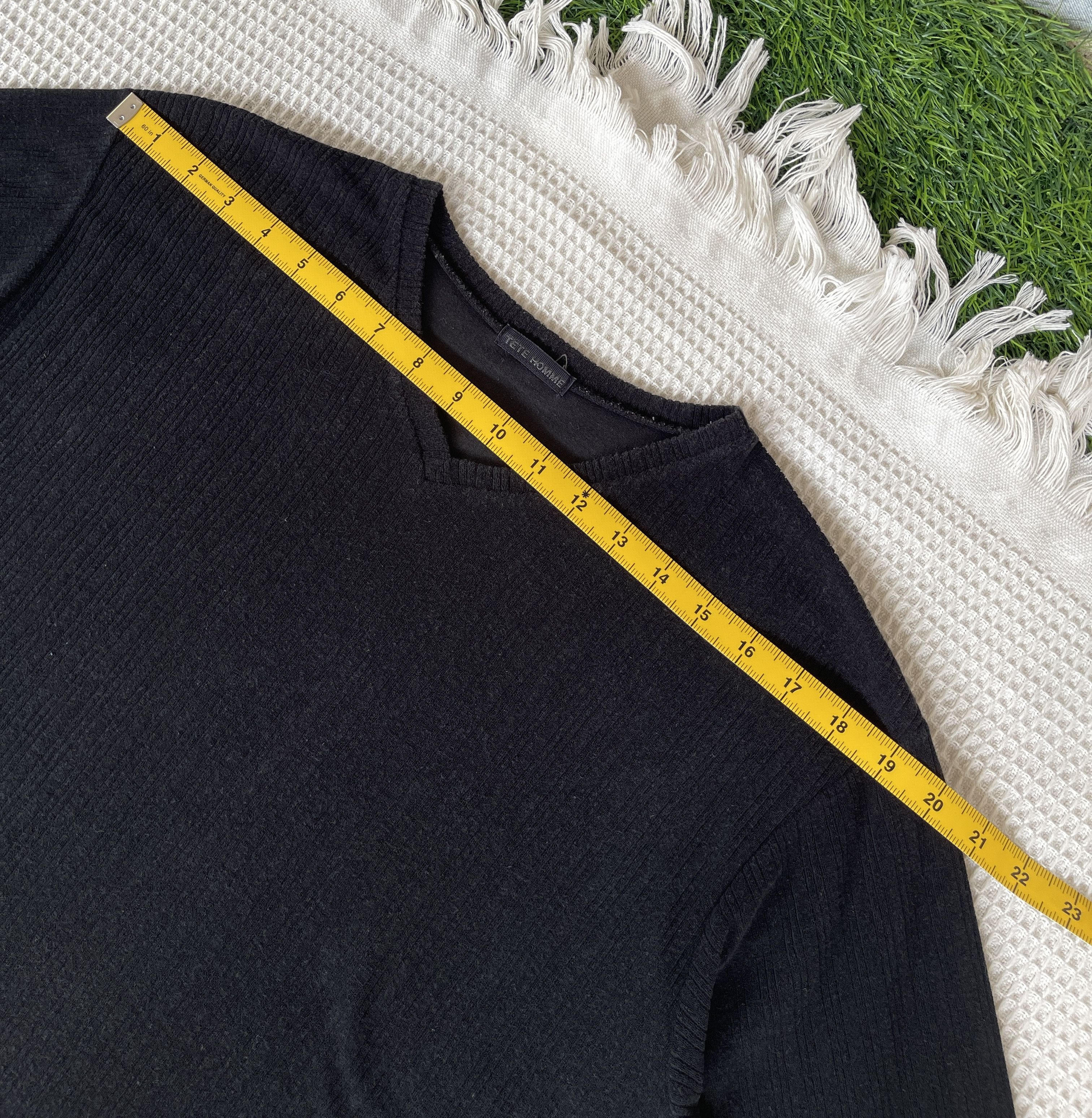 Issey Miyake Vintage’90s🔥TETE HOMME🔥V Neck Black Long Sleeve Tshirt Size US M / EU 48-50 / 2 - 9 Thumbnail