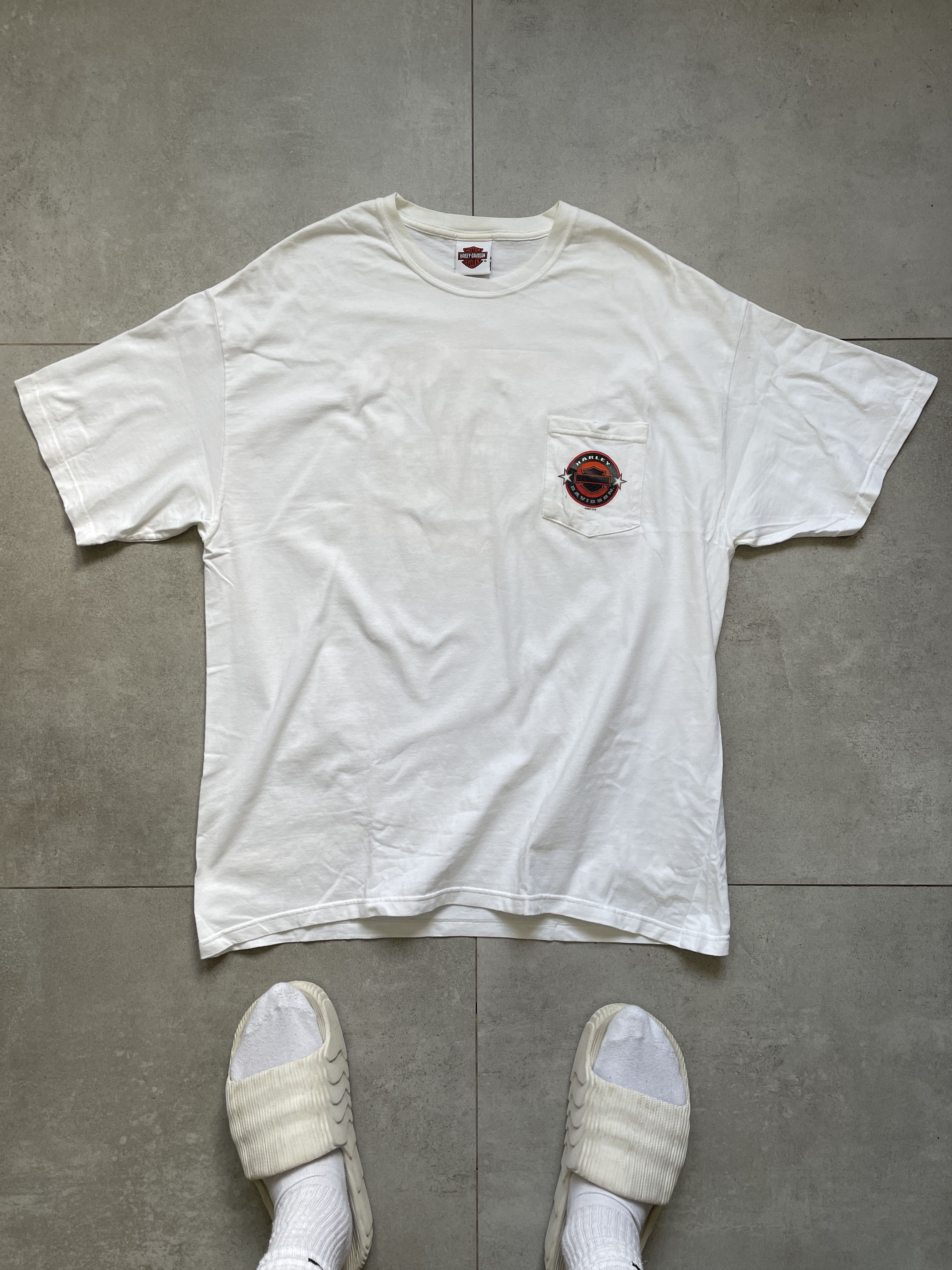 Harley Davidson VINTAGE HARLEY DAVIDSON 2002 DUDLEY PERKINS WHITE POCKET TEE Size US XL / EU 56 / 4 - 4 Thumbnail