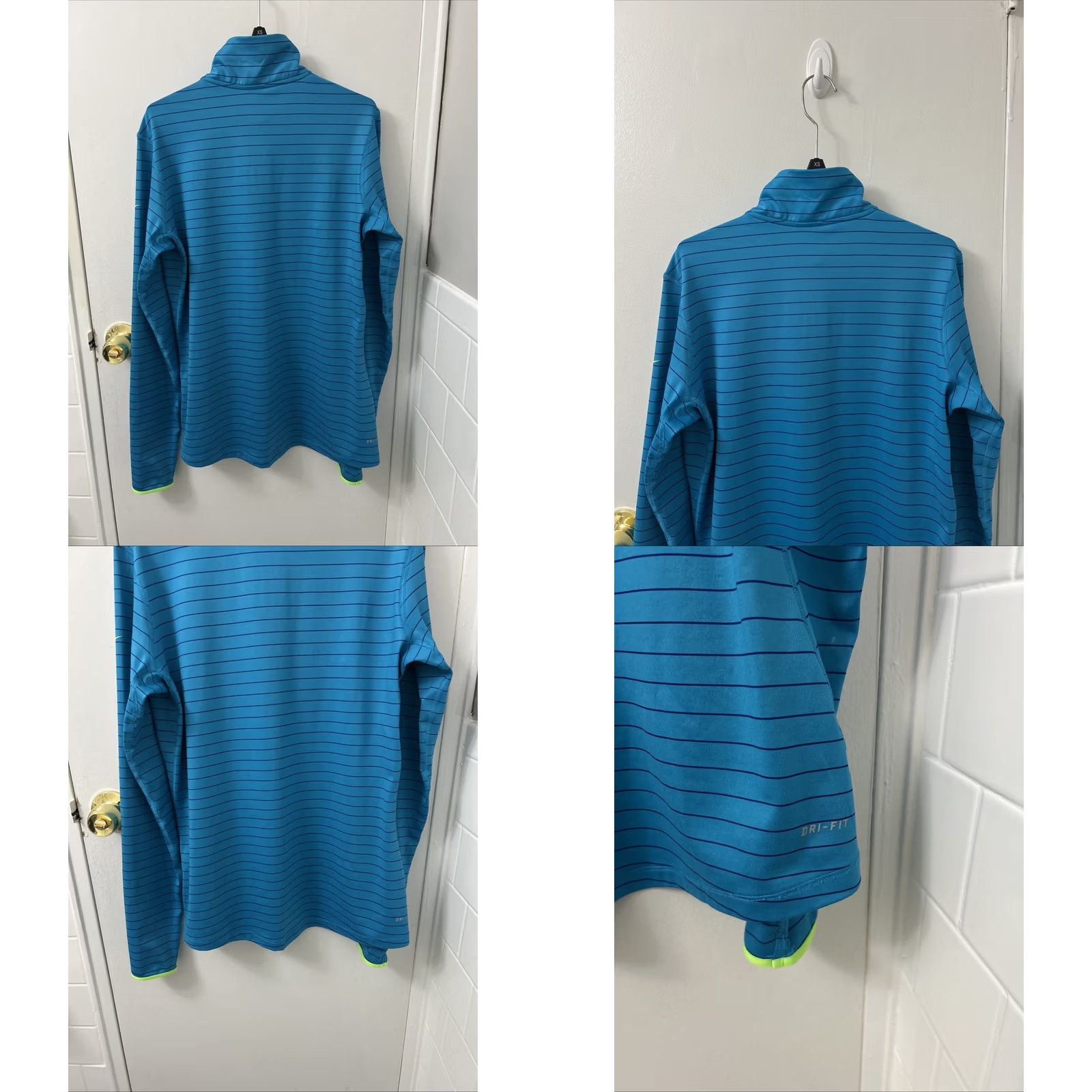 Nike Nike Pro Hyperwarm Pullover Womens XL Blue Striped 1/2 Zip Sweatshirt 642621-407 Size XL / US 12-14 / IT 48-50 - 8 Thumbnail