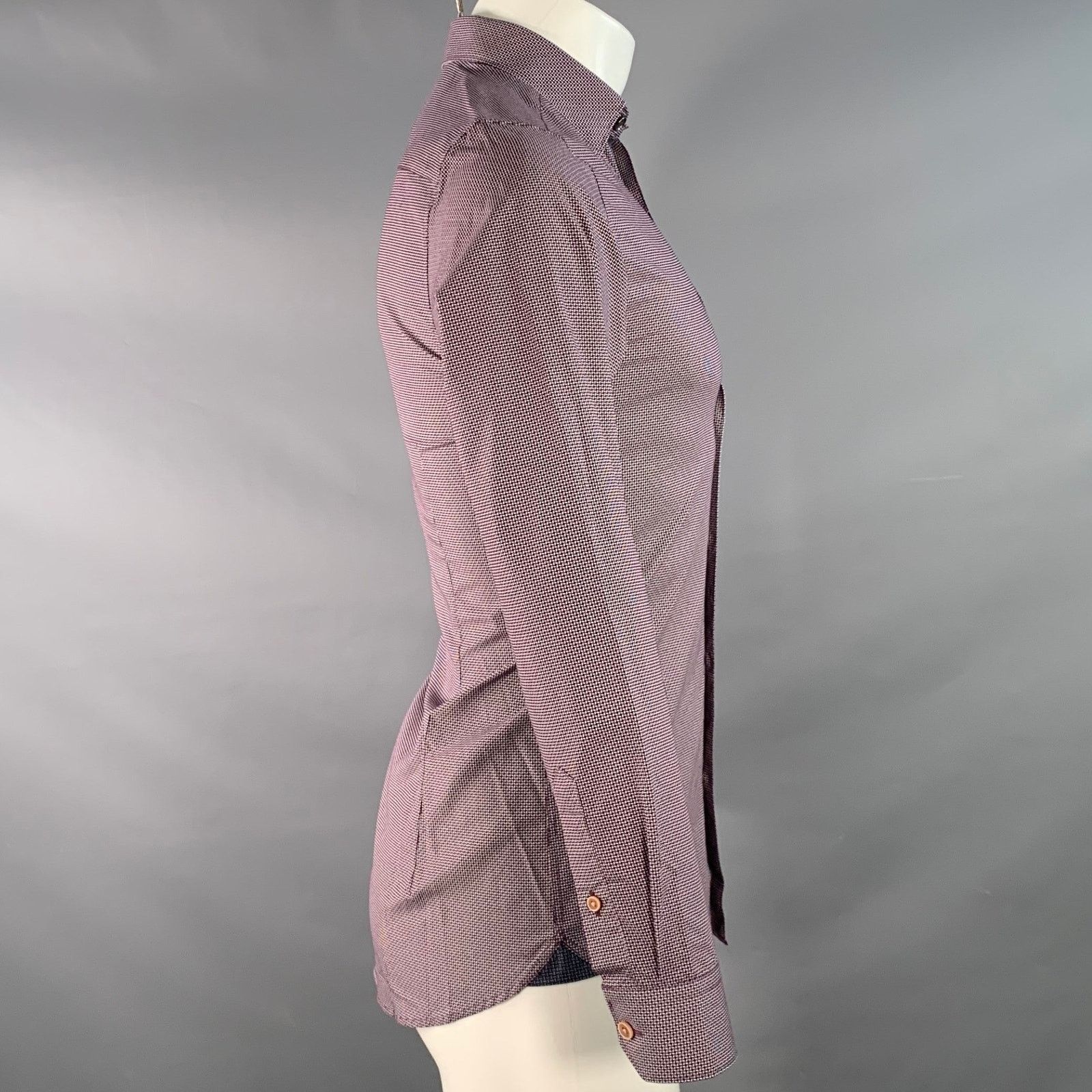 Ted Baker Femme Purple White Geometric Cotton Spread Collar Shirt Size US XS / EU 42 / 0 - 3 Thumbnail