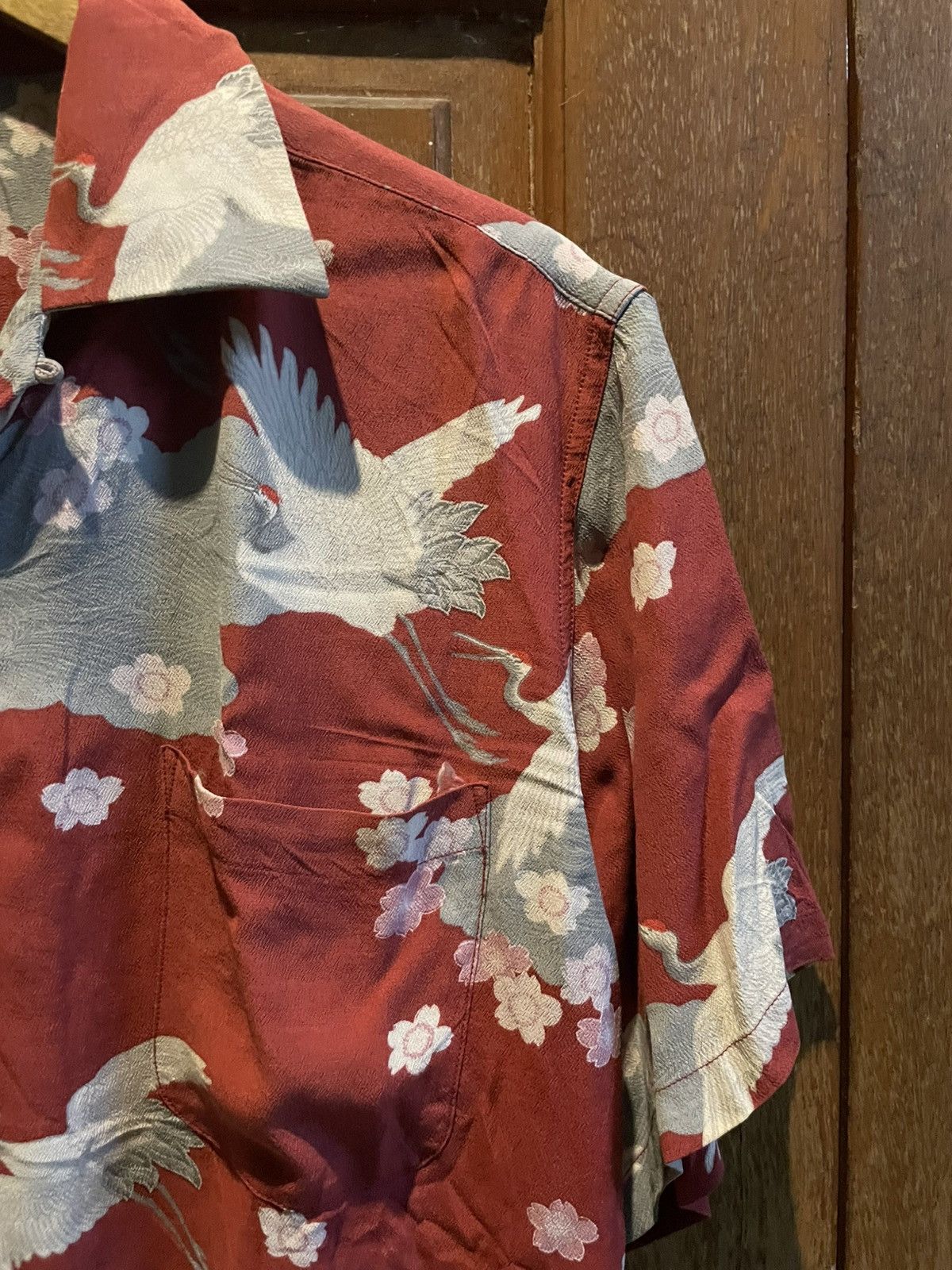 70s Rare Vintage Sukajan Bird 100% Rayon Button Shirt