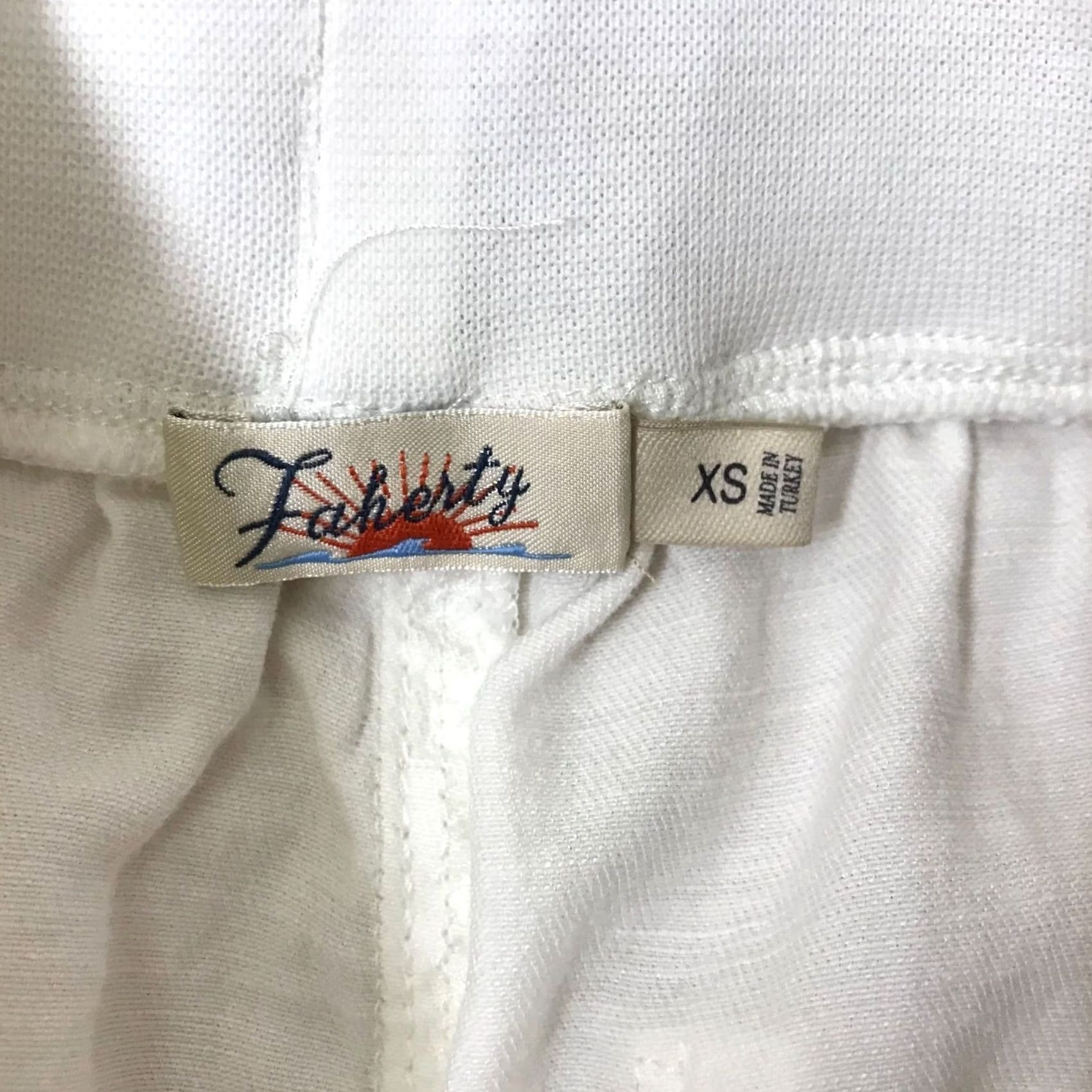 Faherty FAHERTY Pants WOMEN'S SMALL WHITE LINEN BLEND W/POCKETS Size 28" / US 6 / IT 42 - 7 Thumbnail