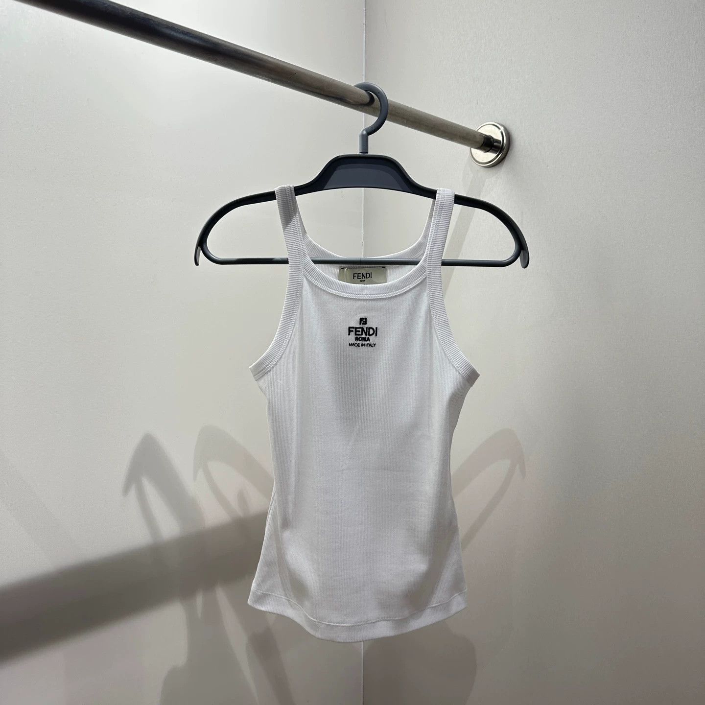 Fendi Fendi FF embroidered cotton tank top XS Size XS / US 0-2 / IT 36-38 - 1 Thumbnail